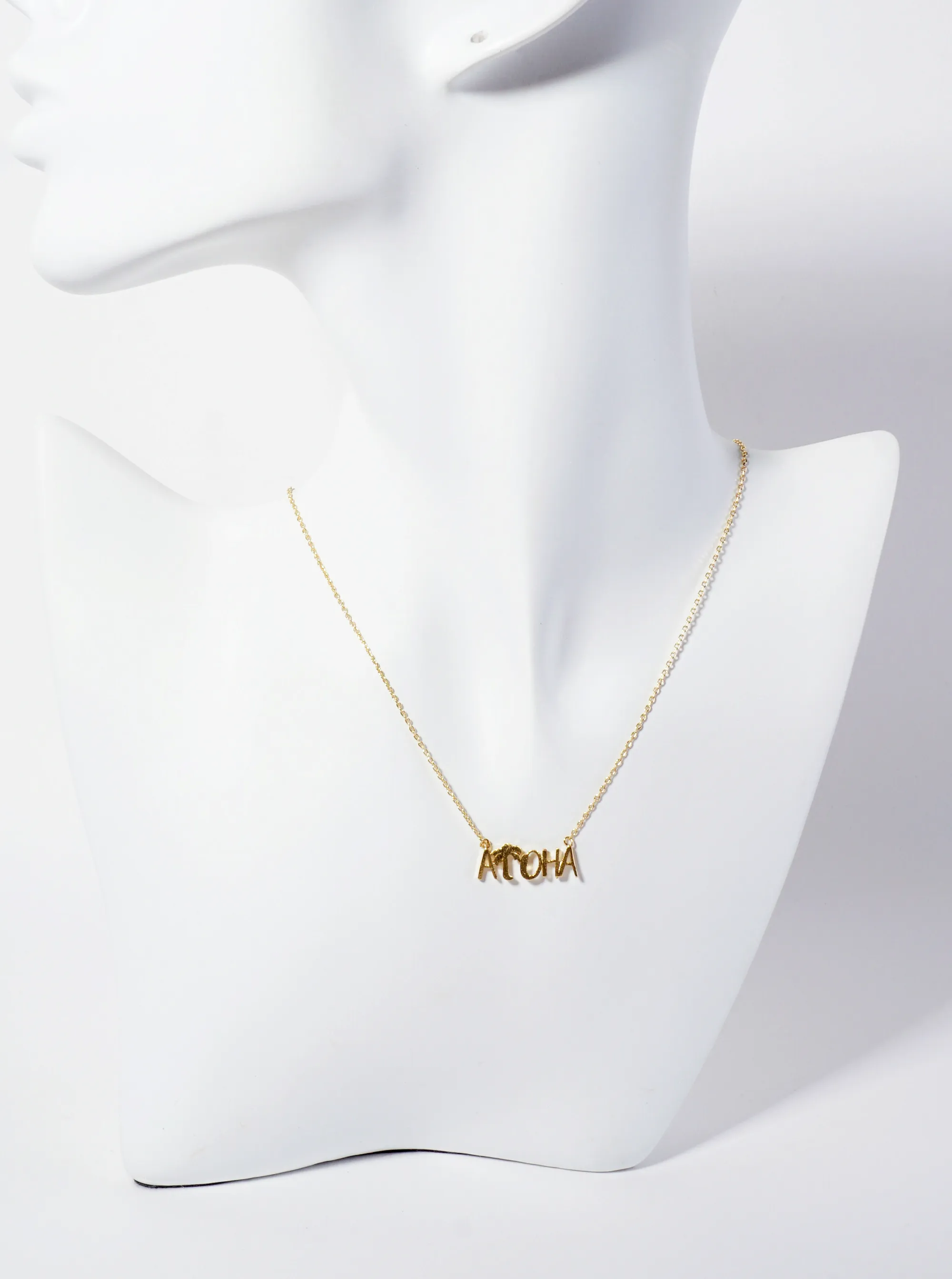 Brushed-Texture Palm-Tree Aloha Pendant 18K-Gold-Dipped Necklace