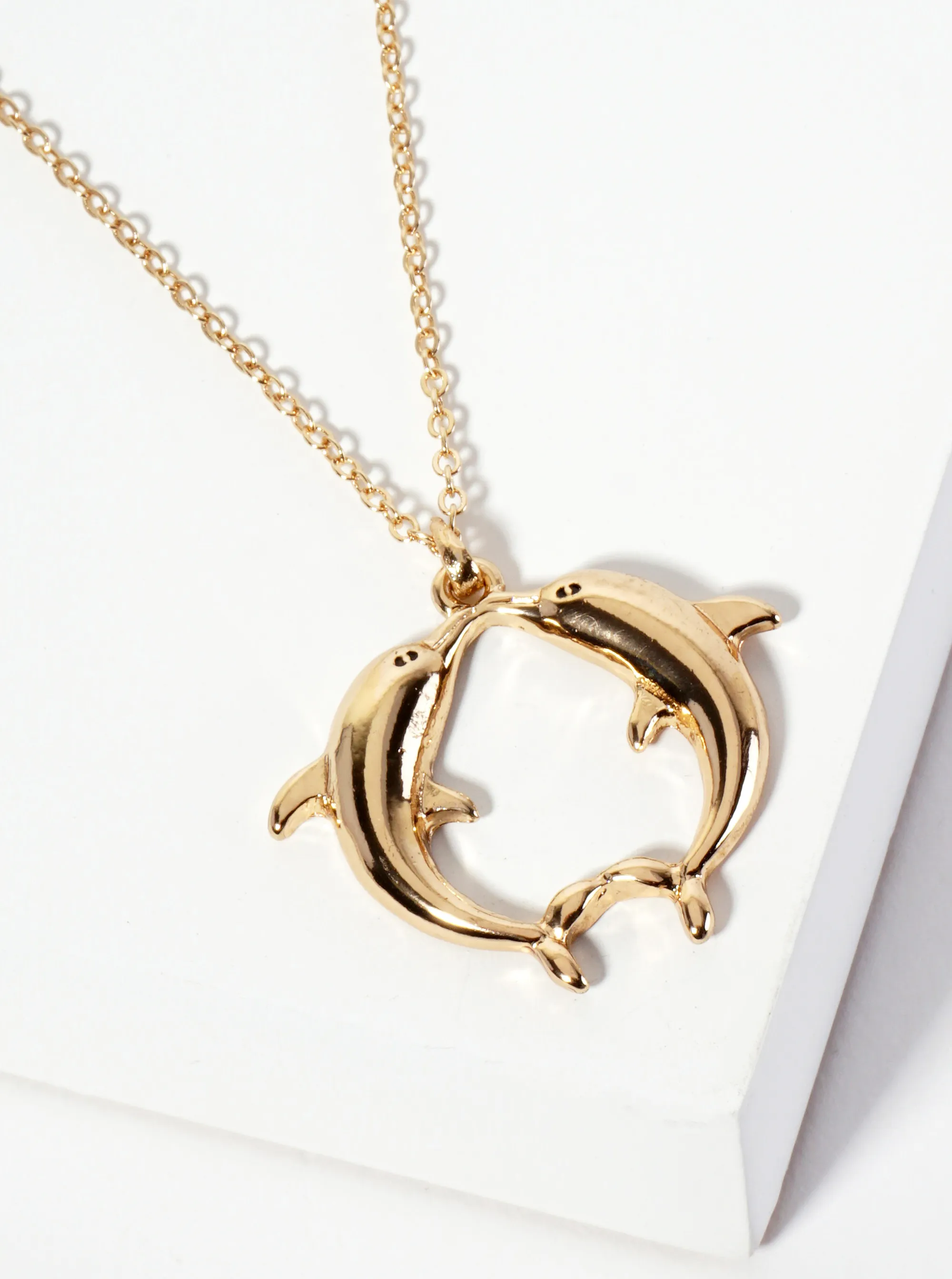 Sea-Life Two Dolphins Kissing Pendant Necklace