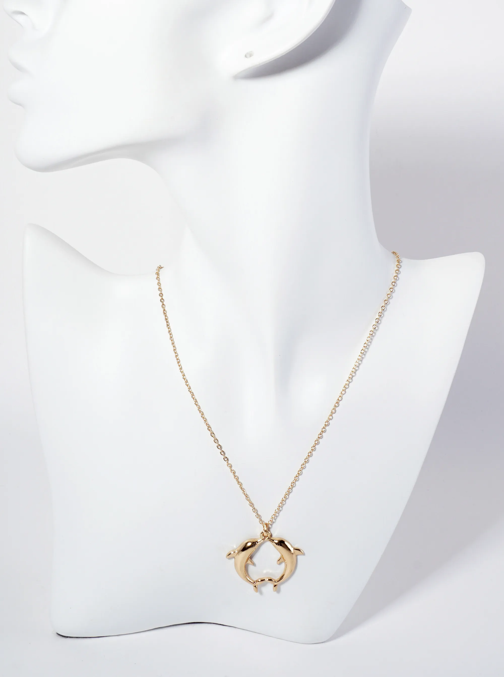 Sea-Life Two Dolphins Kissing Pendant Necklace