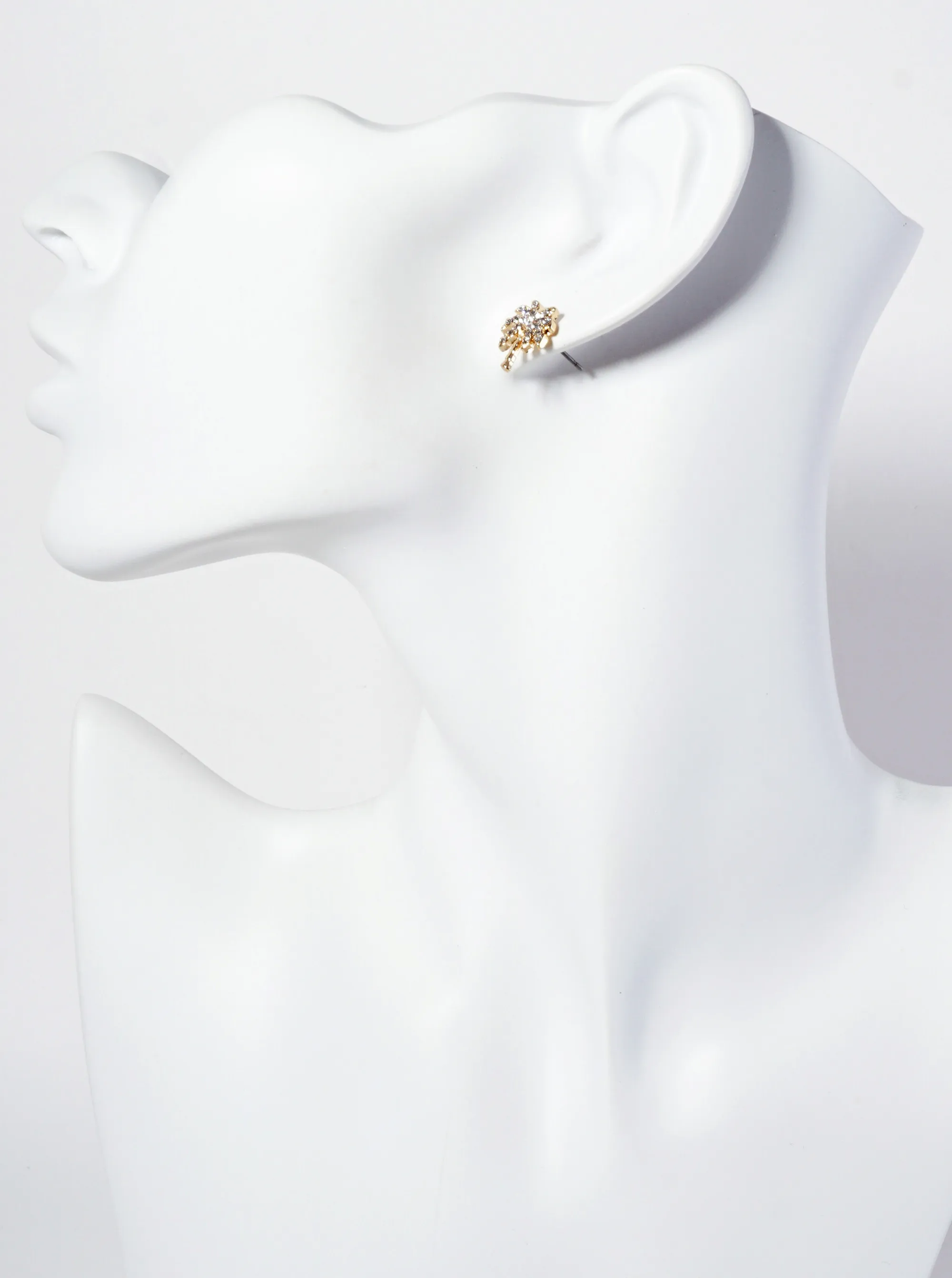 Tropical-Theme Crystal-Pave Palm-Tree Stud Earrings
