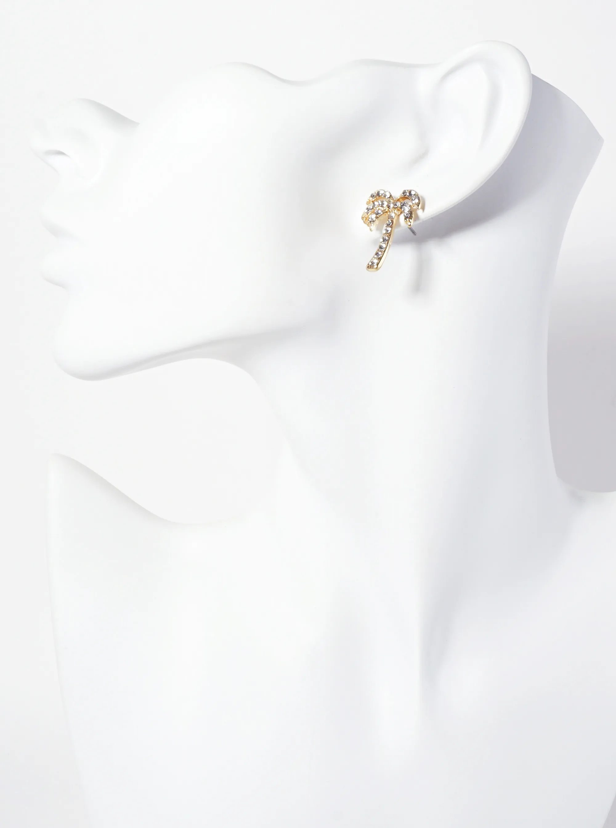 Tropical-Theme Crystal-Pave Palm-Tree Stud Earrings