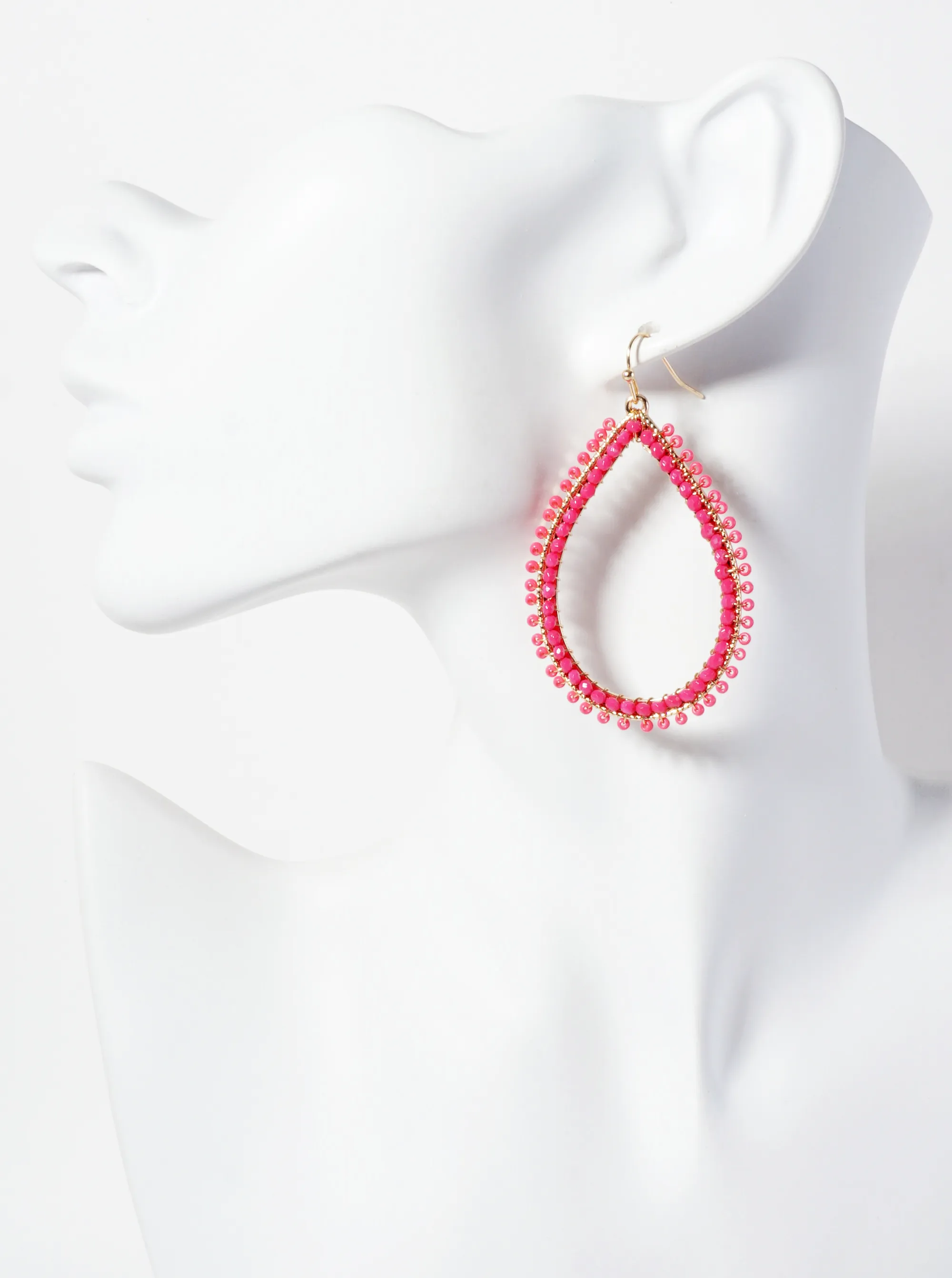 Seed-Beads Wire-Wrapped Teardrop Dangle Earrings HPK