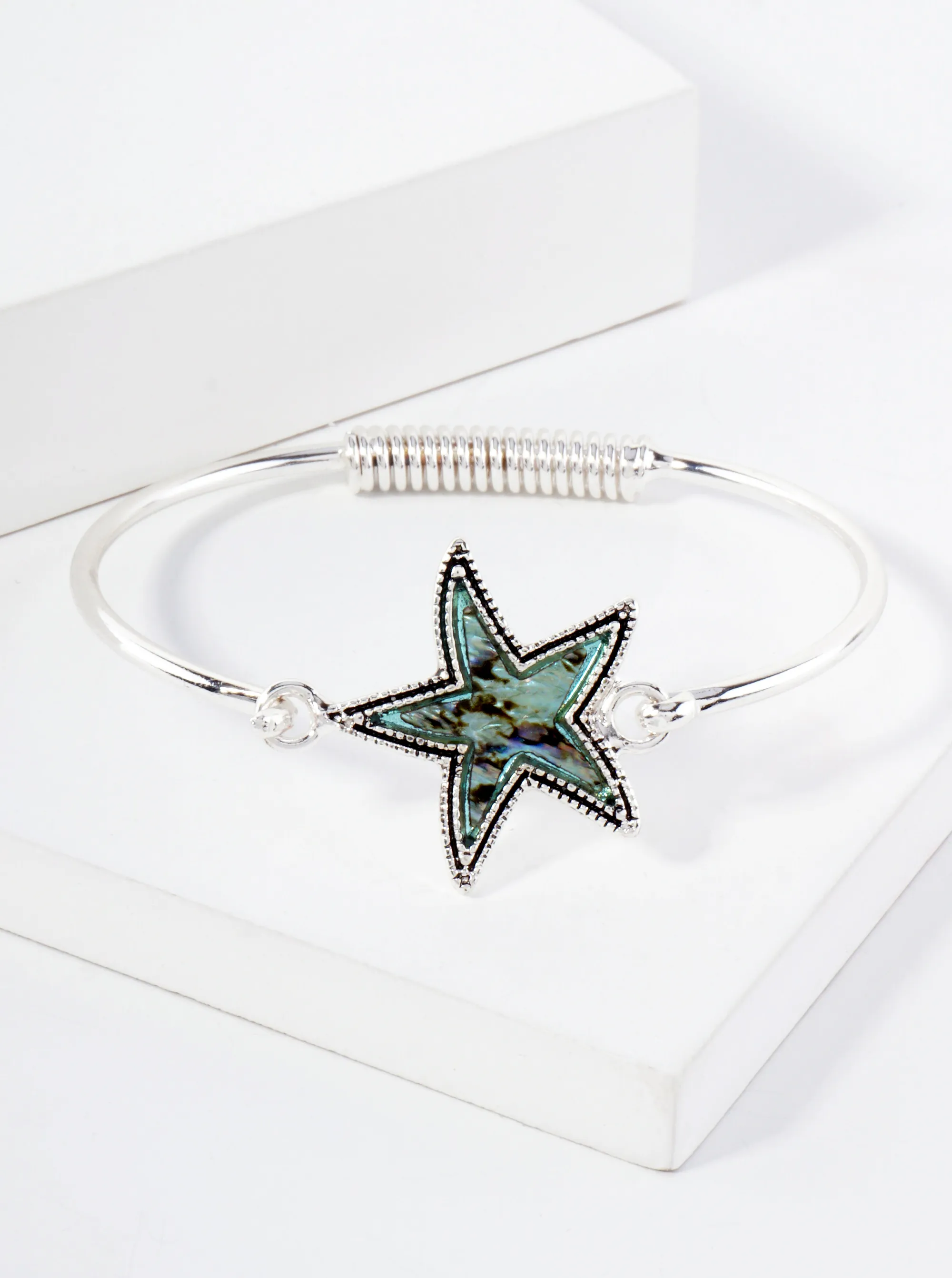 Starfish Charm with Cubic Zirconia Accent, Antiqued Sterling Silver Starfish Charm with Cubic Zirconia Accent, Antiqued Sterling Silver