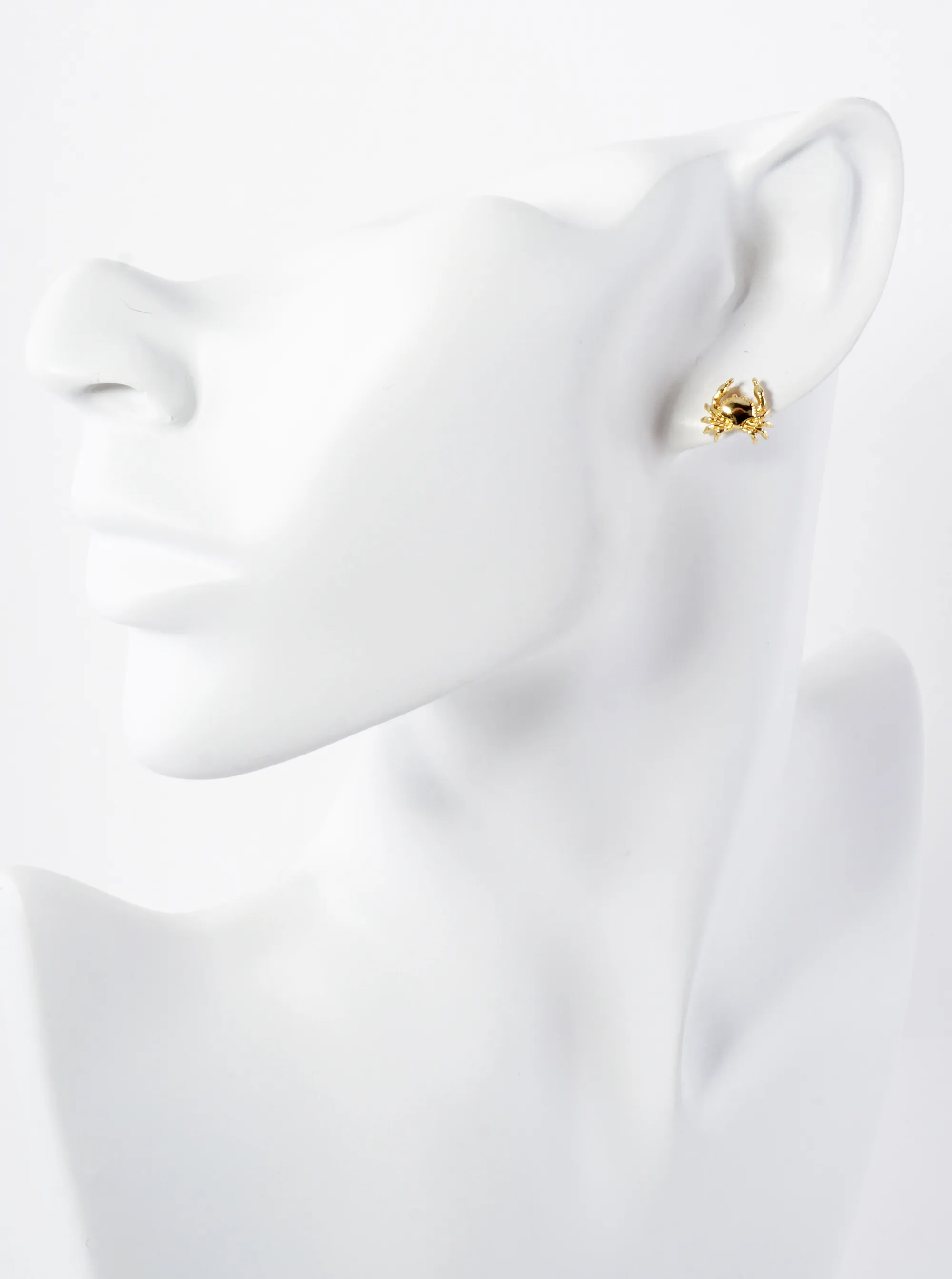 10mm Sea-Life Crab 18K-Gold-Dipped Polished Brass Stud Earrings