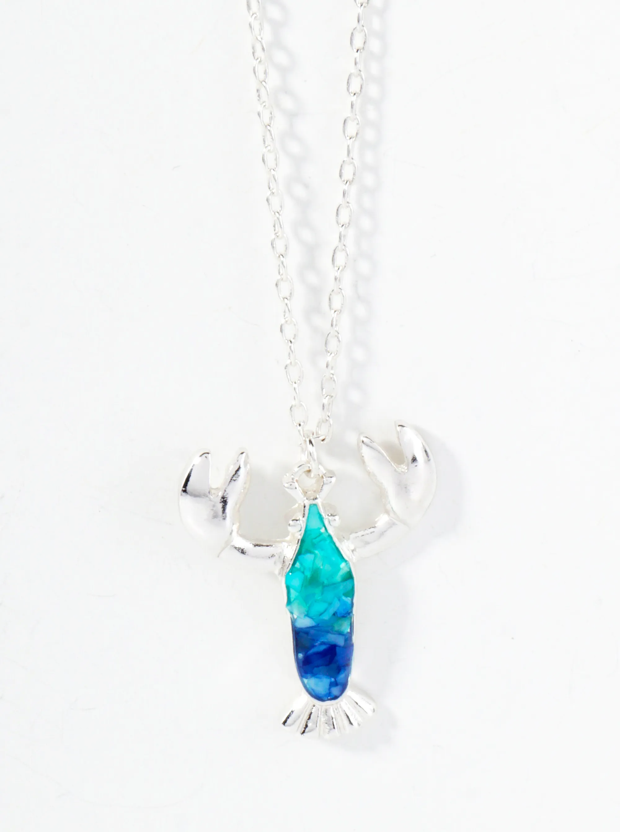 Abalone Shell Inlay Lobster Pendant 16-Inch Sea-Life Necklace