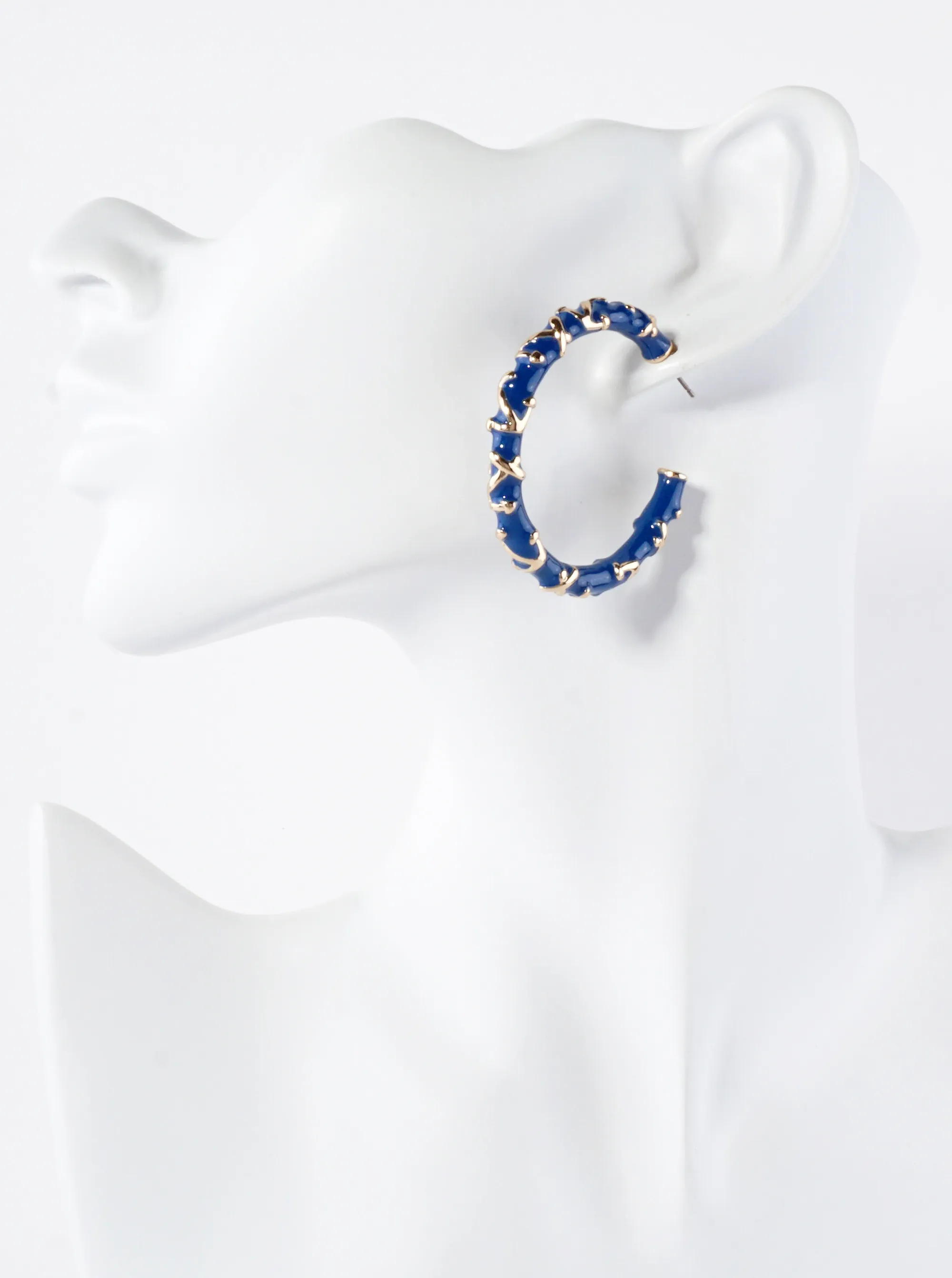 Anchor Pattern 45mm Nautical Enamel Hoop Earrings