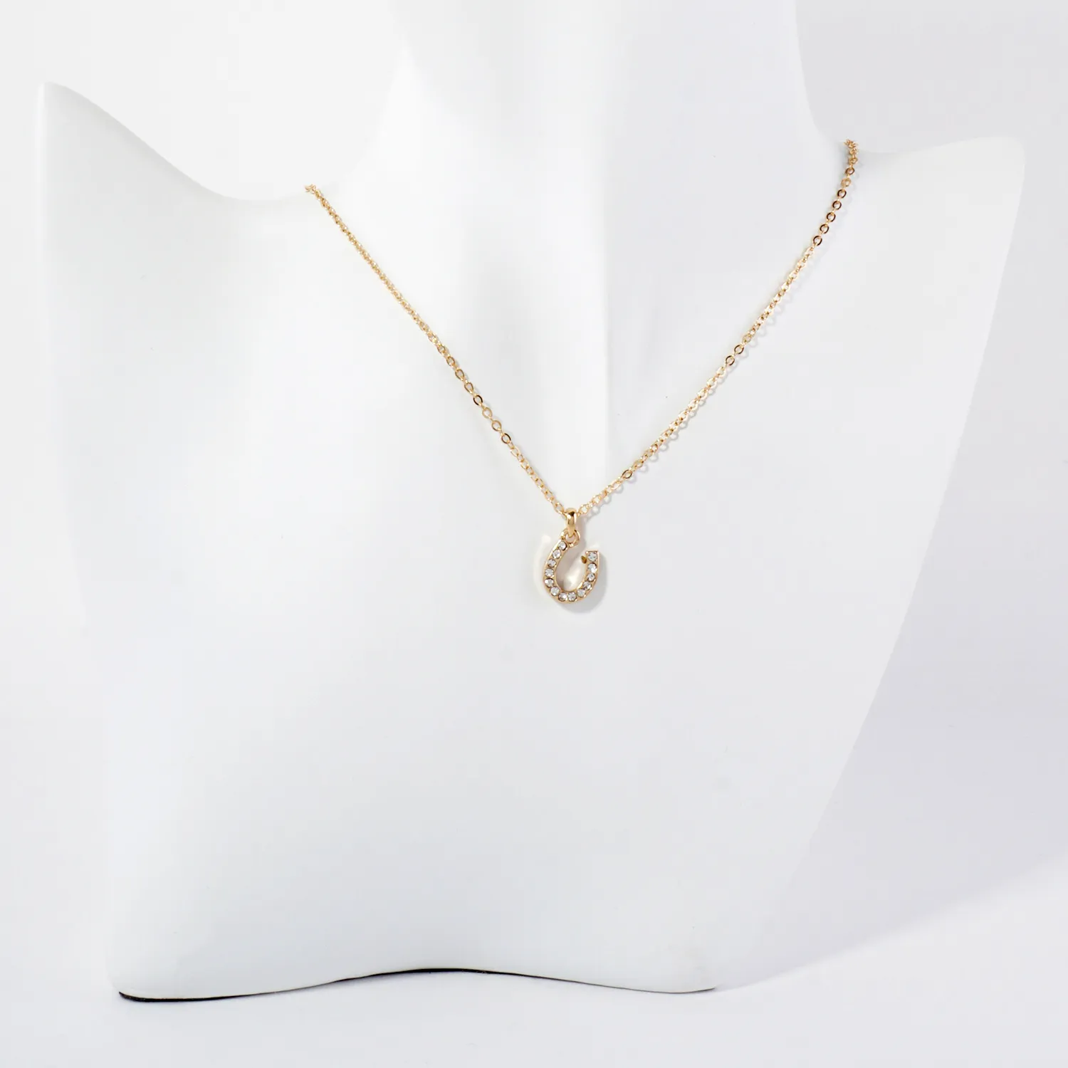 Crystal-Pave Lucky Horseshoe Pendant Necklace