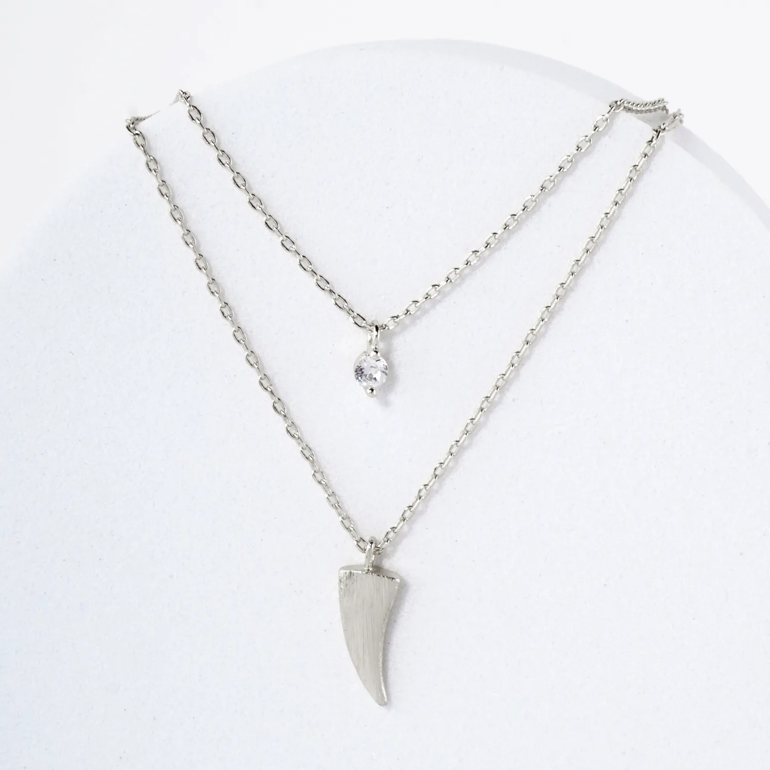CZ Brass Ivory Pendant 18K-Gold-Dipped Layered Necklace
