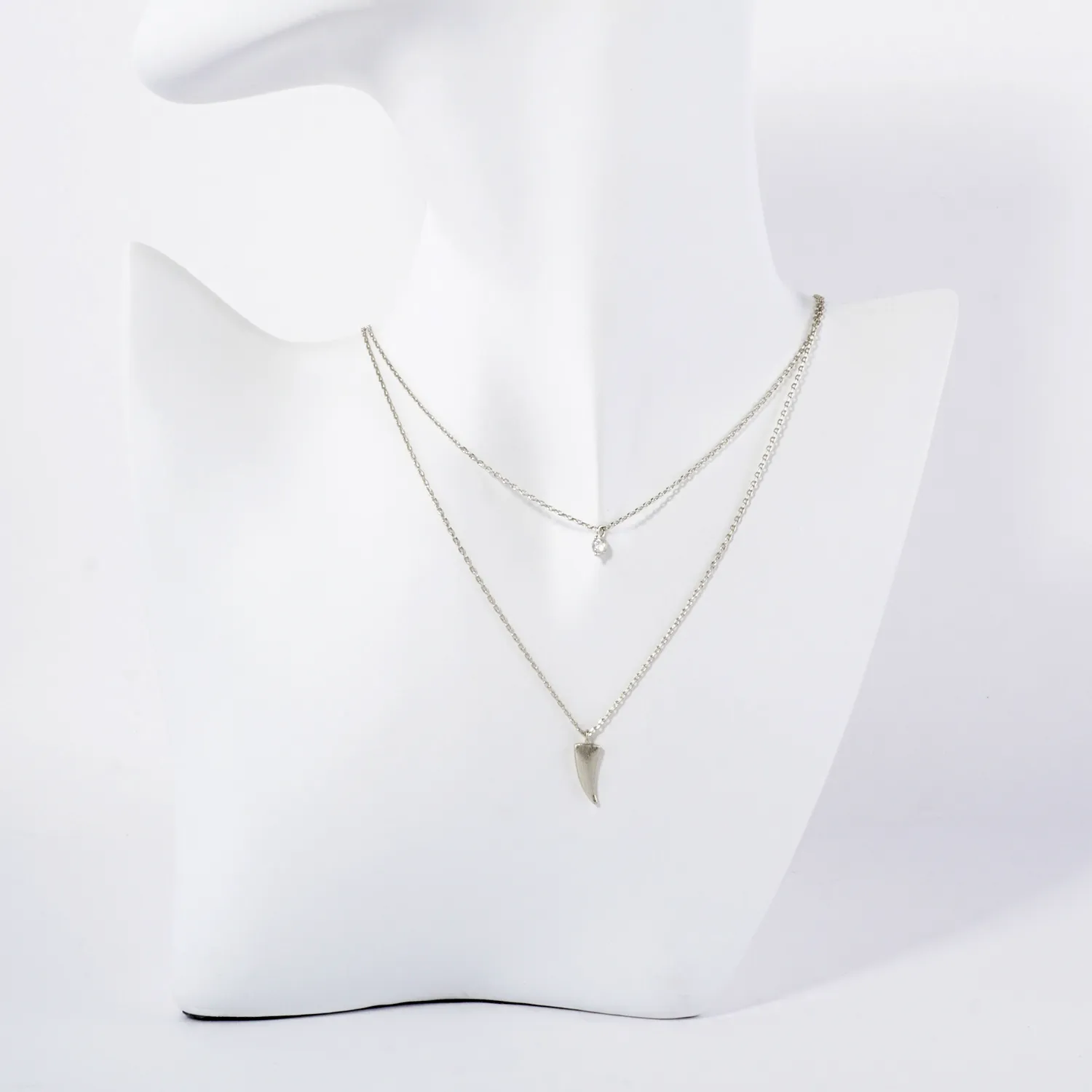 CZ Brass Ivory Pendant 18K-Gold-Dipped Layered Necklace