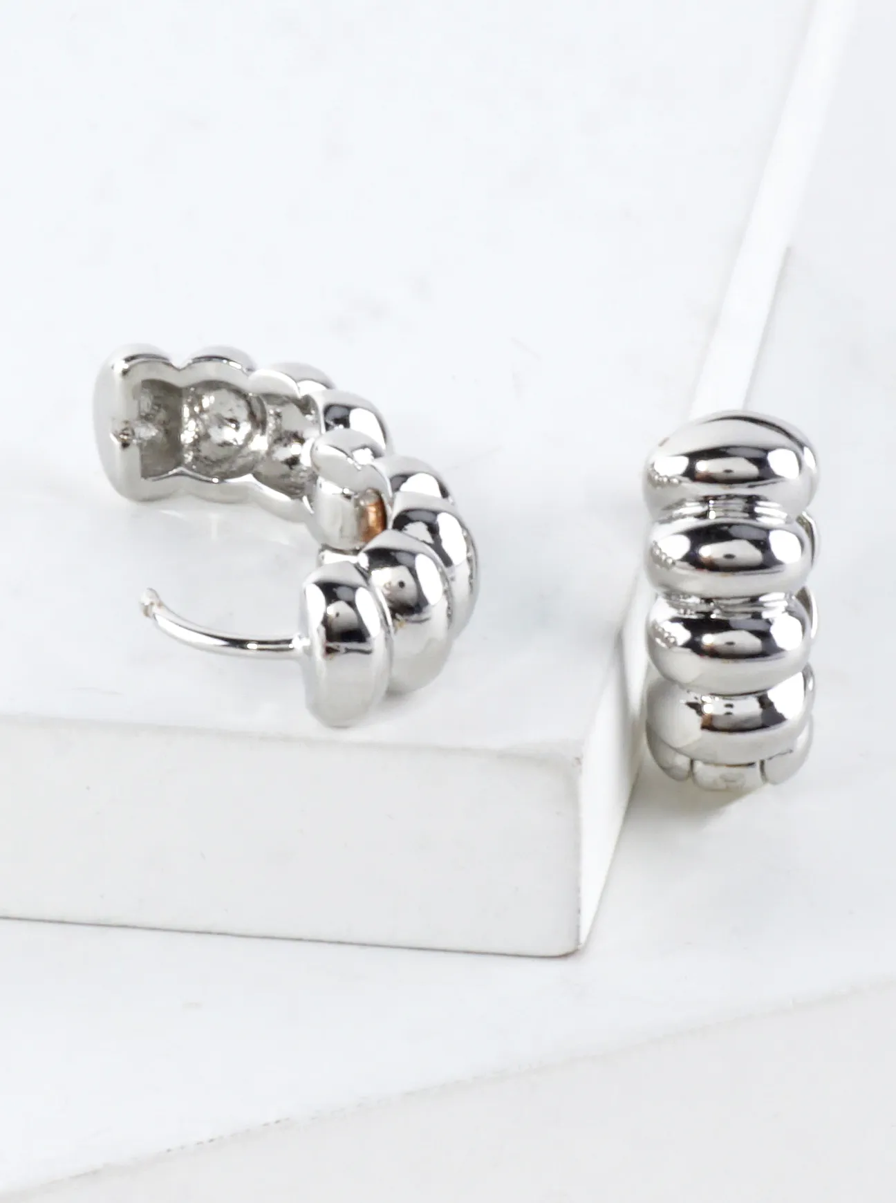 14K Gold Dipped Ribbed Hoop Earrings