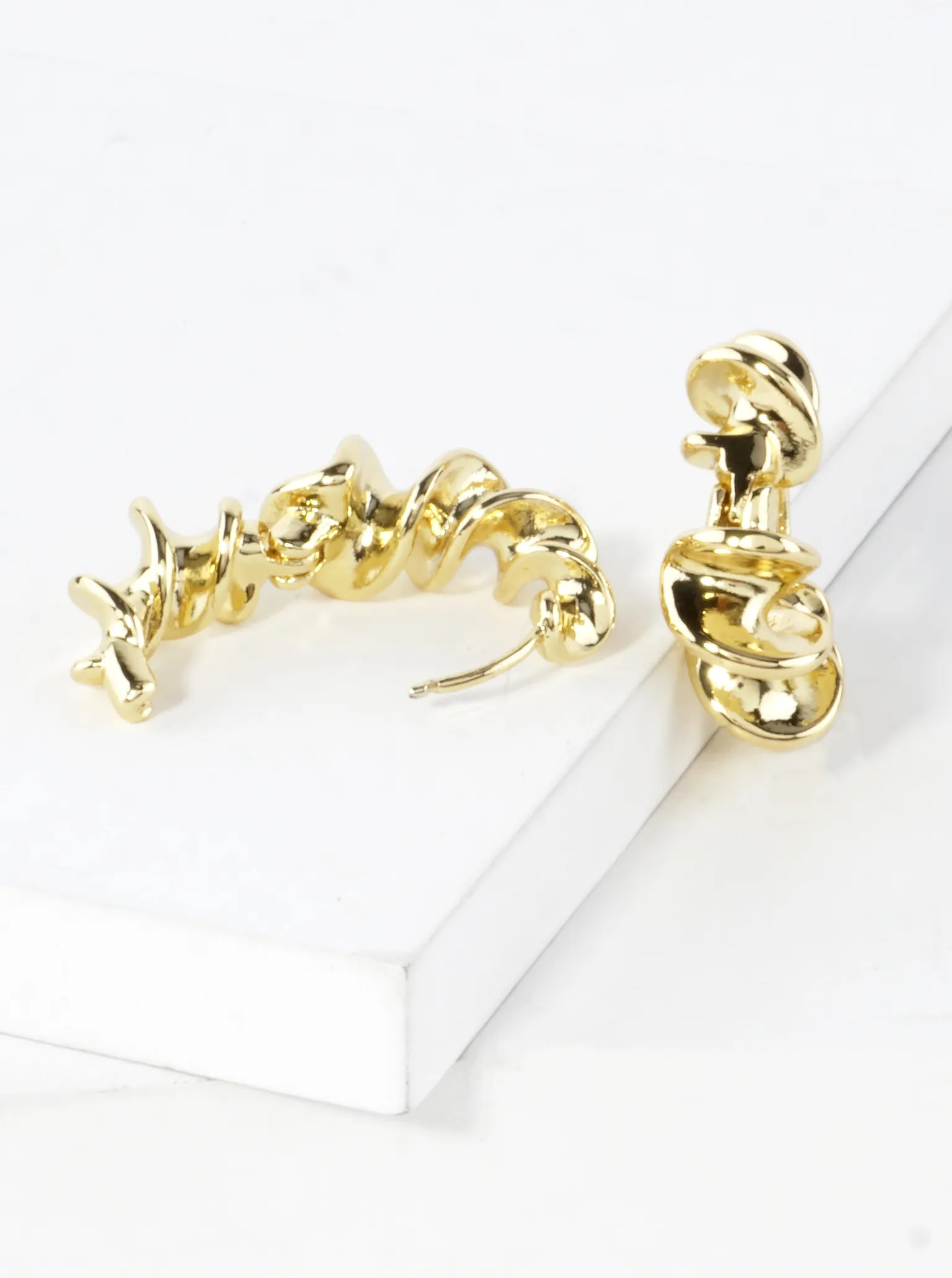 14K Gold Dipped Spiral Brass Hoop Earrings Small