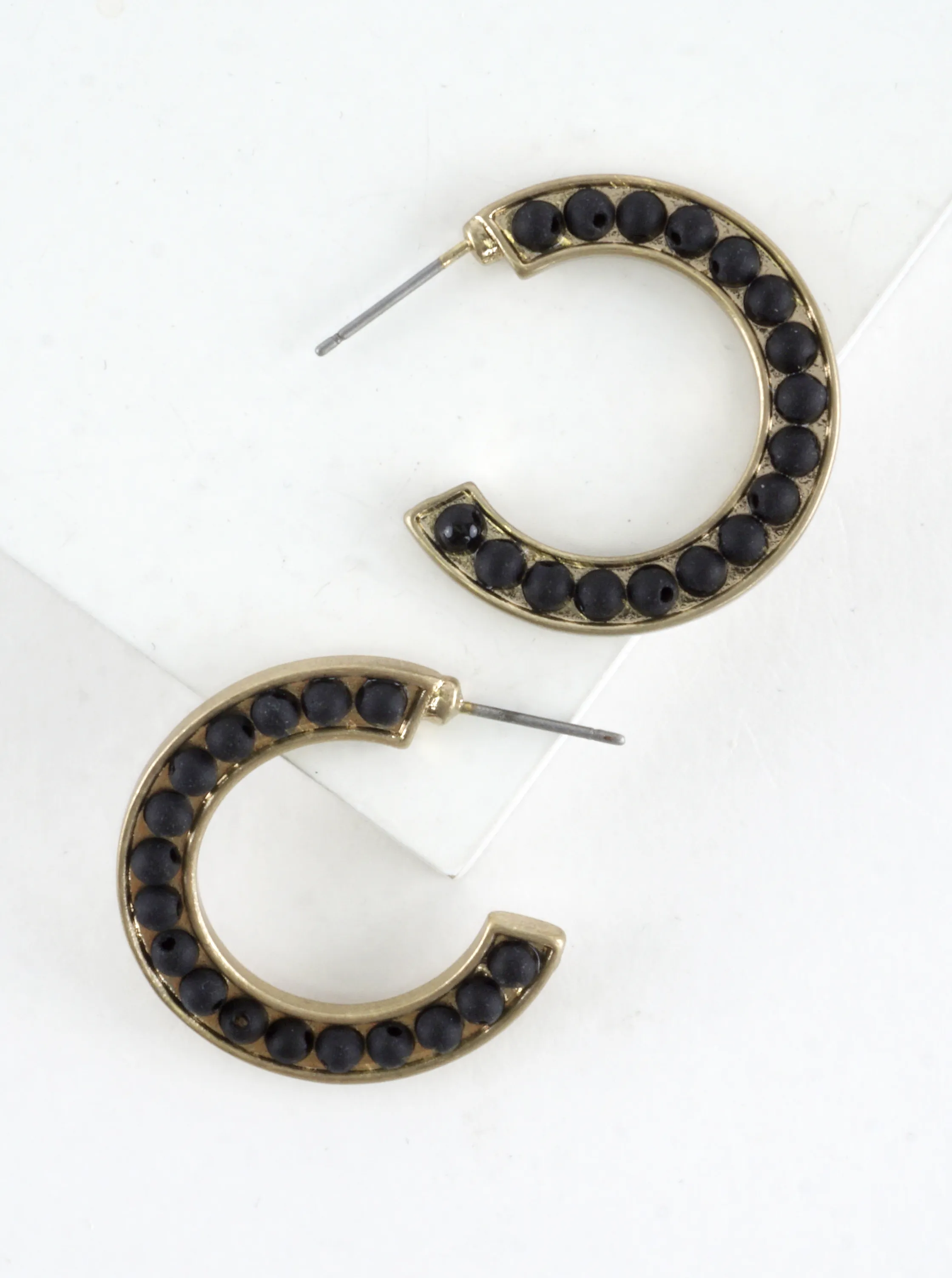 Semiprecious Embedded Hoop Earrings