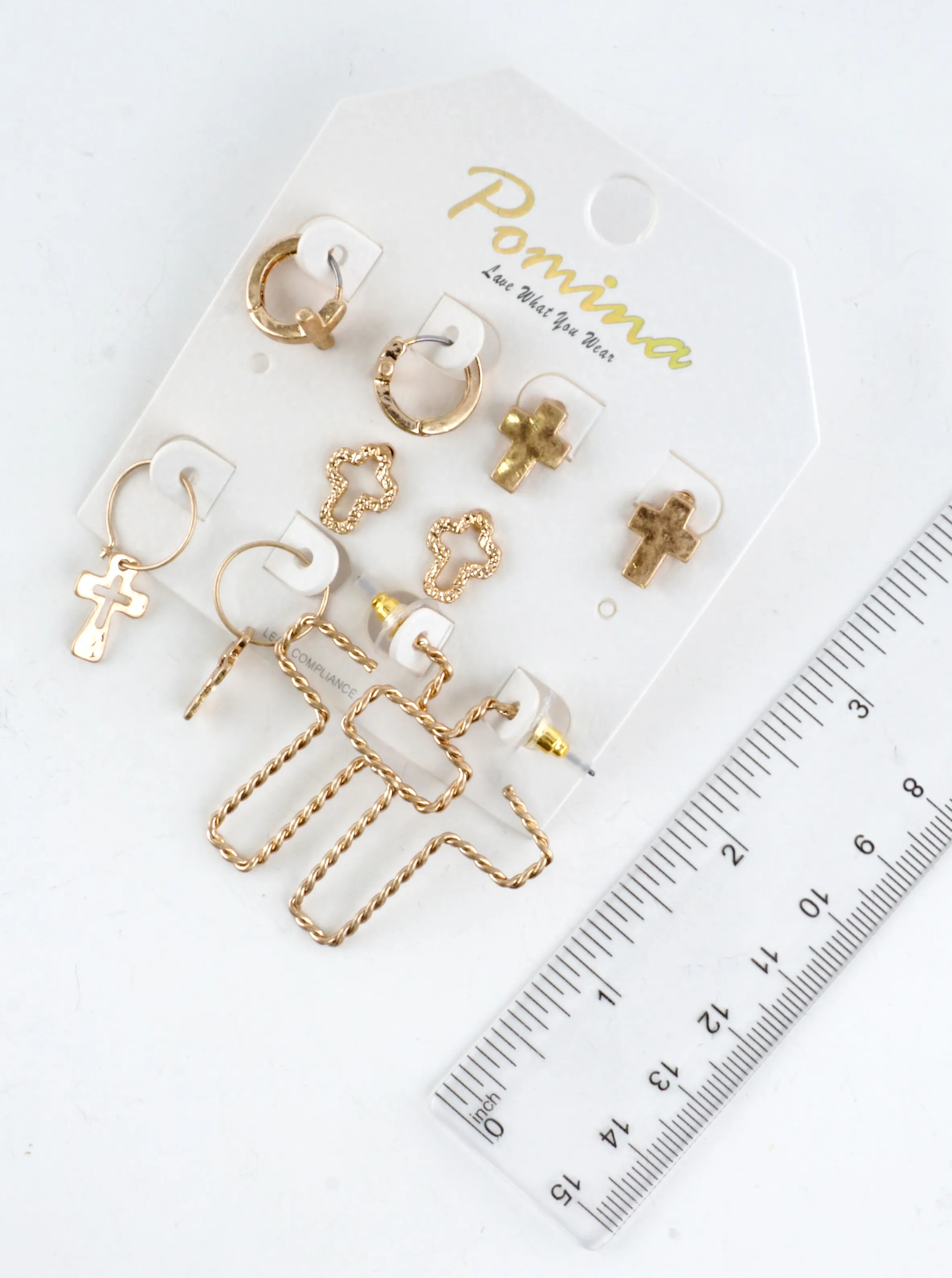 5 Pair Set Cross Earrings Assortment