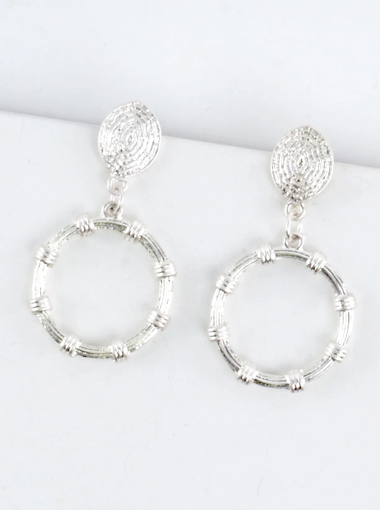 Textured Circle Drop Earrings