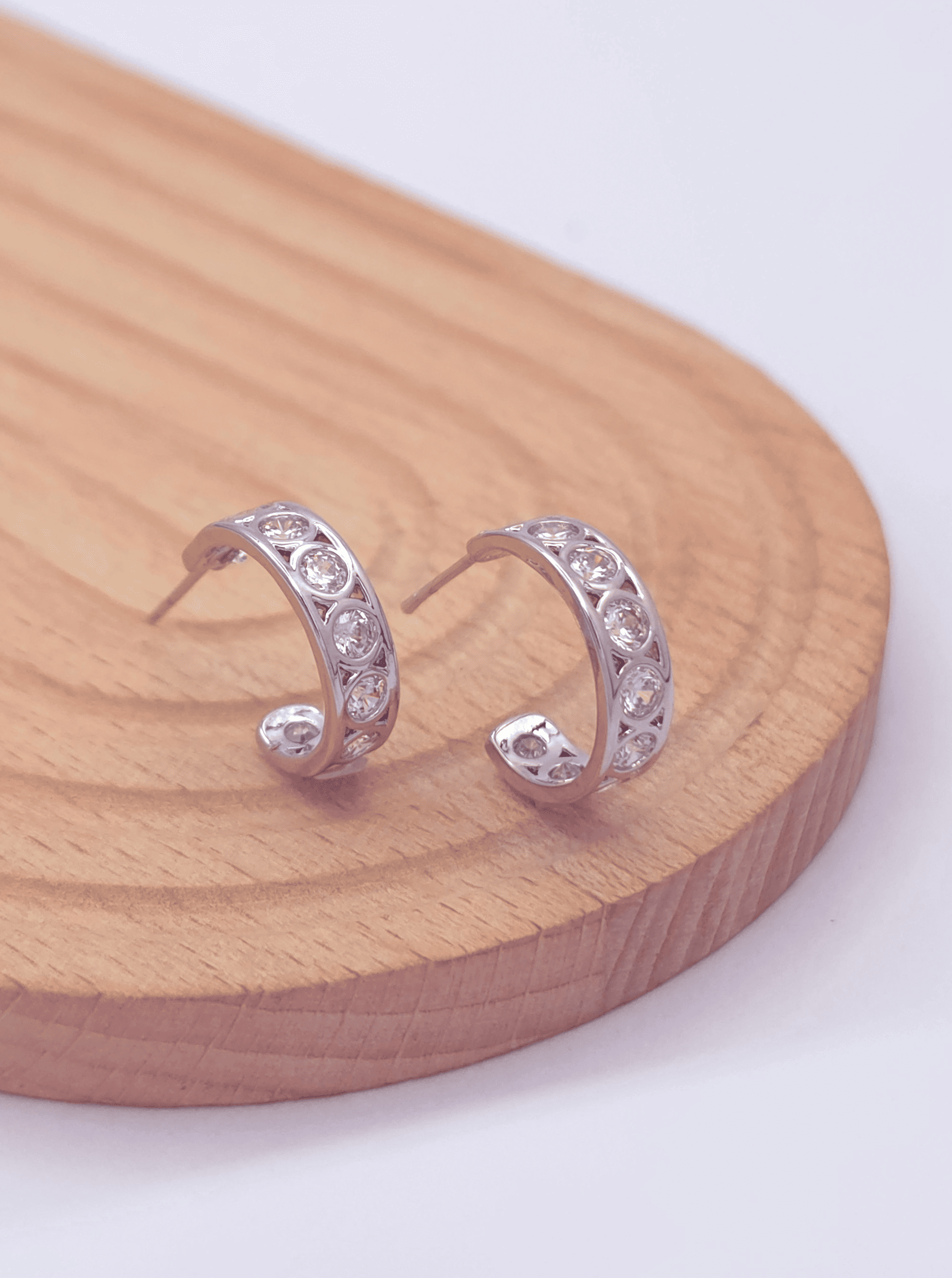 Huggie Cubic Zirconia Hoop Earrings