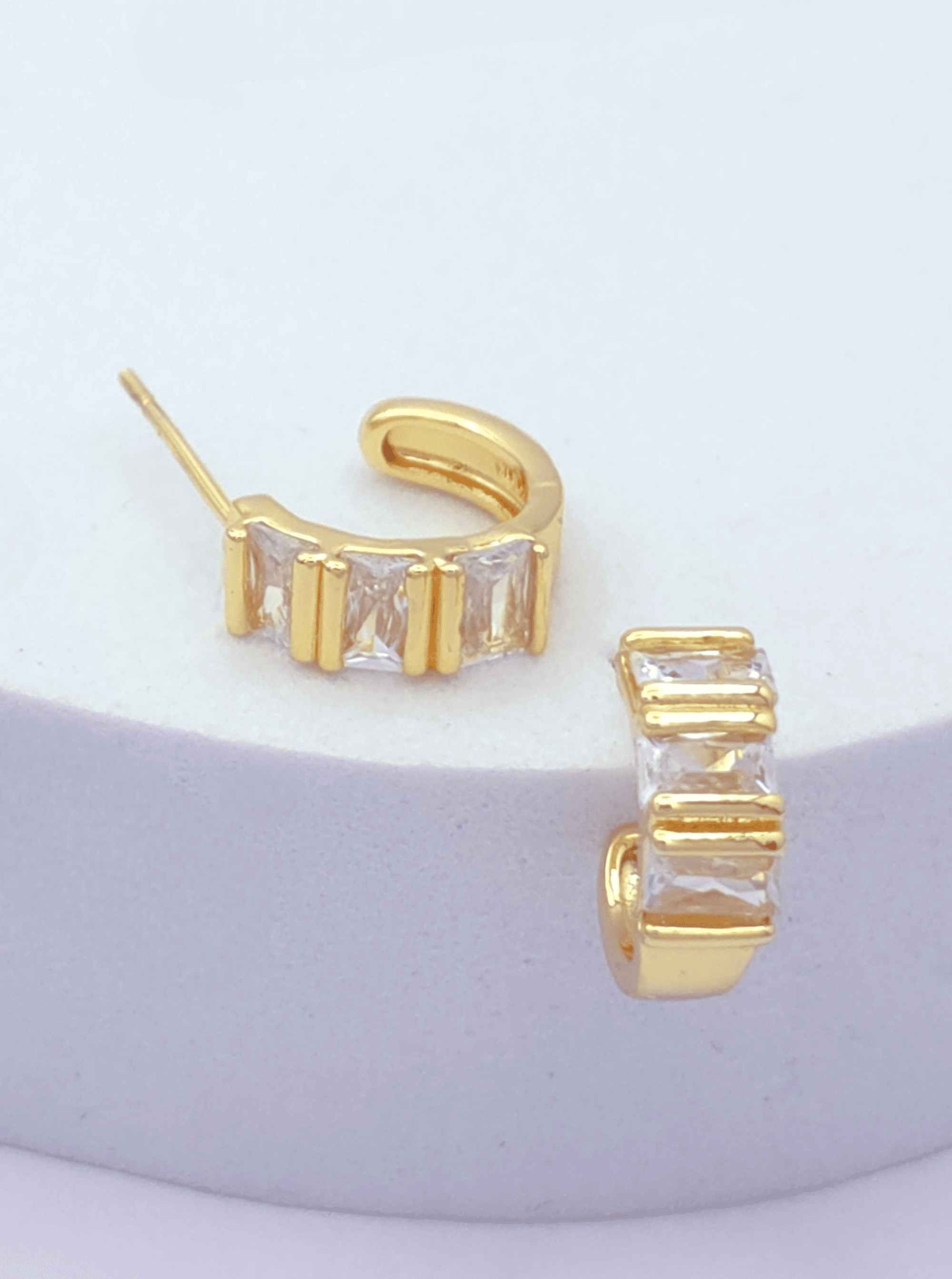 Faceted Huggie Crescent Hoop Earrings