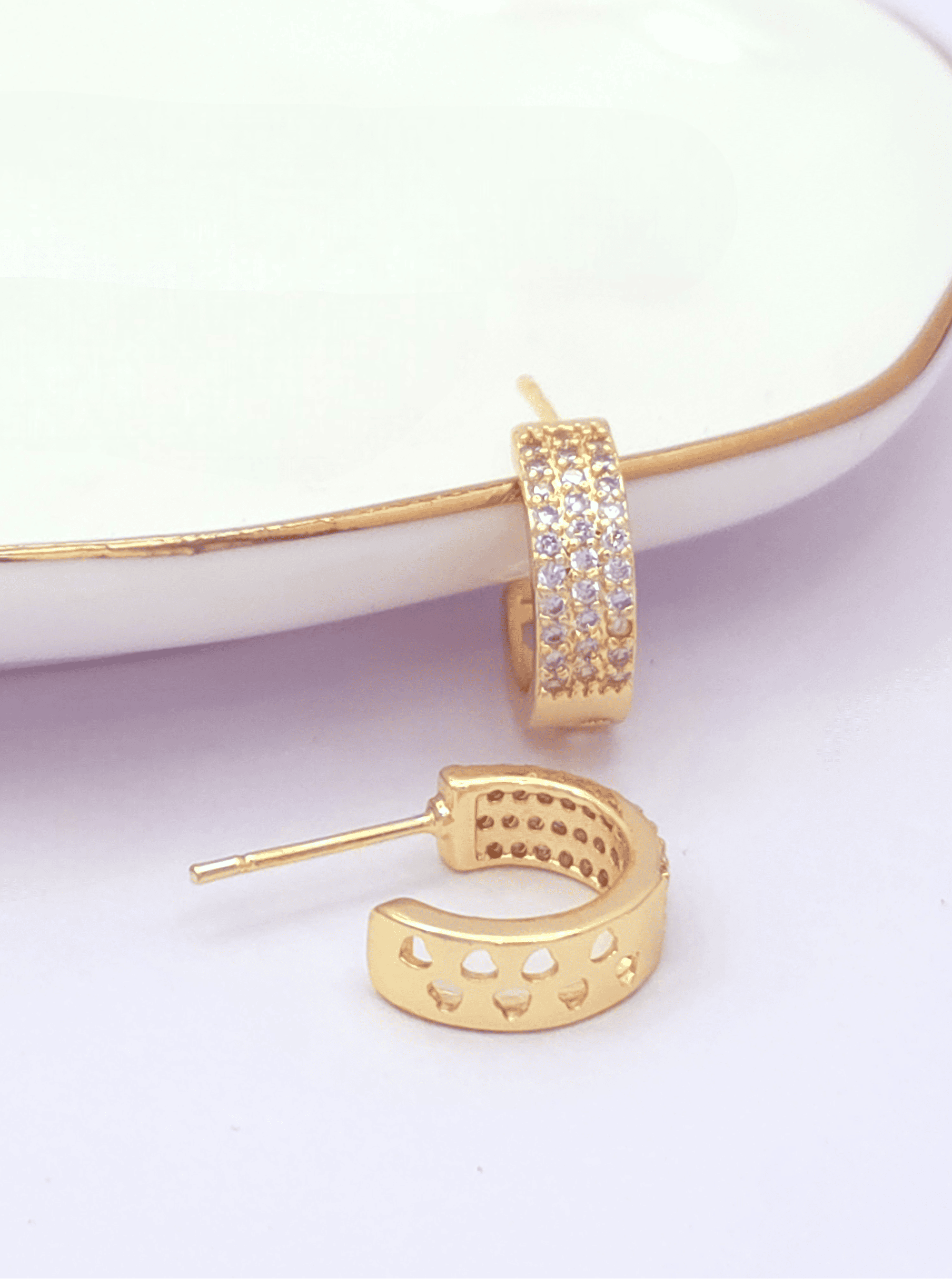 Classic Pave Crescent Hoop Earrings