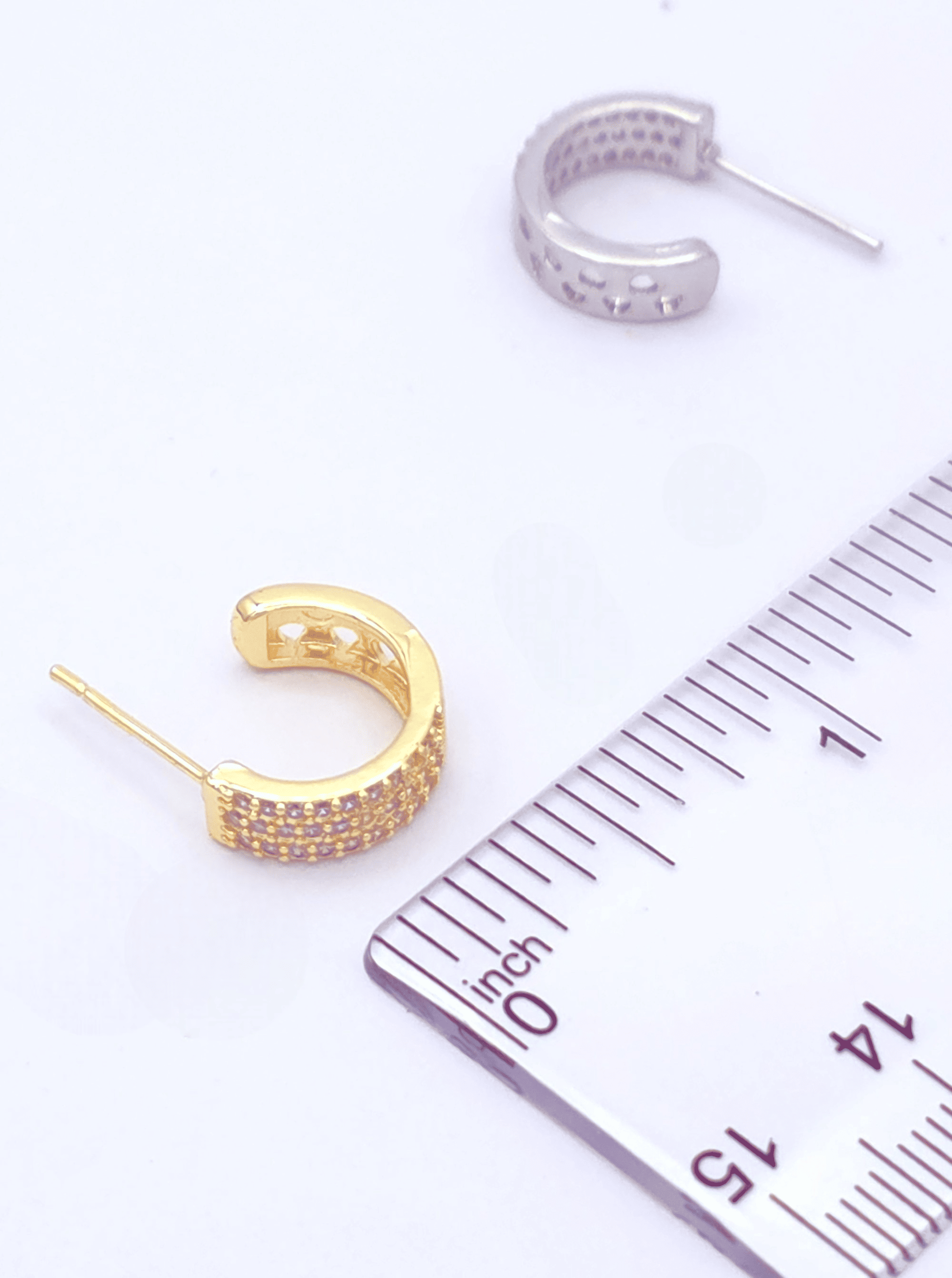 Classic Pave Crescent Hoop Earrings