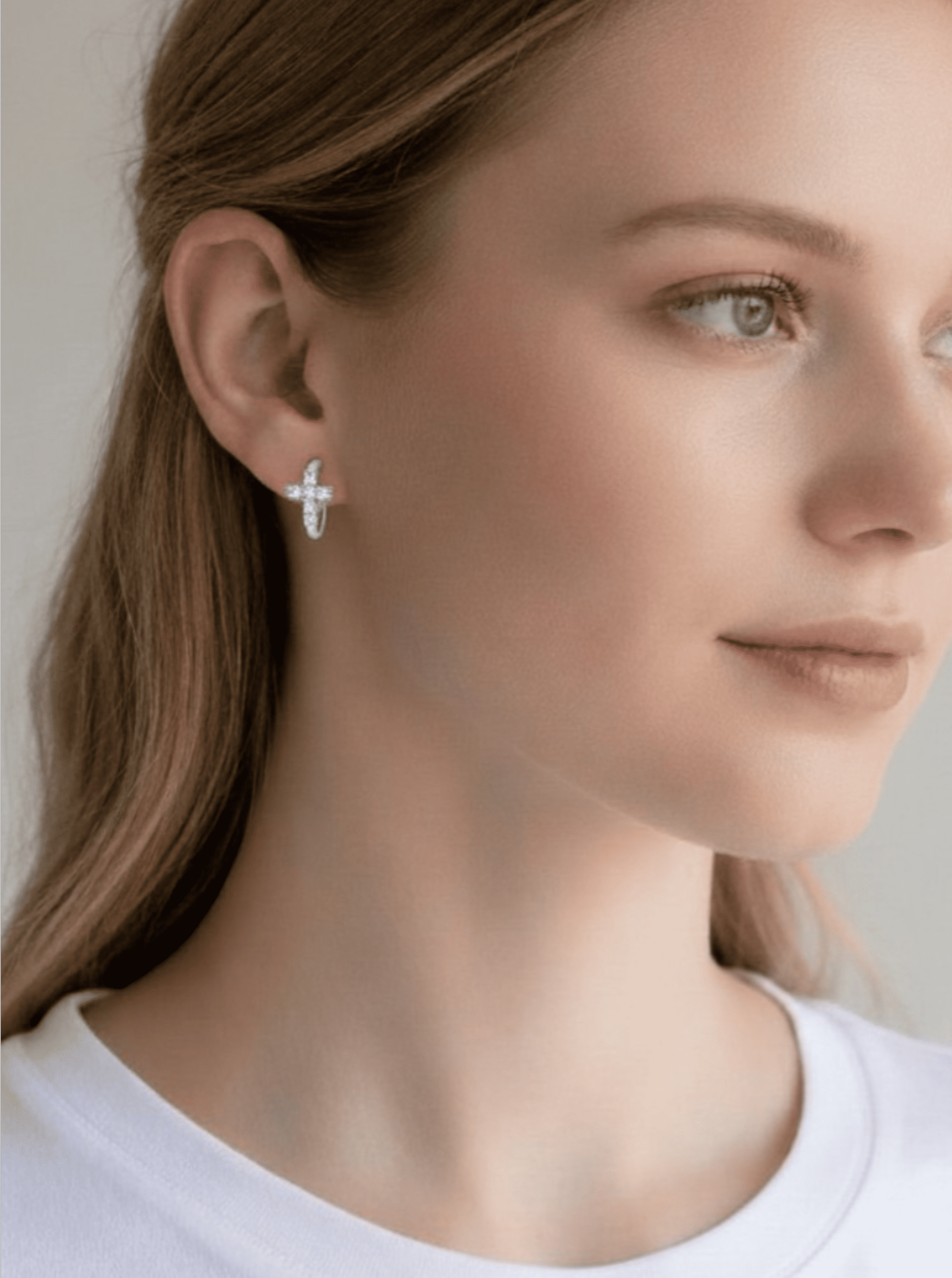 Cluster Cross Pave Hoop Earrings