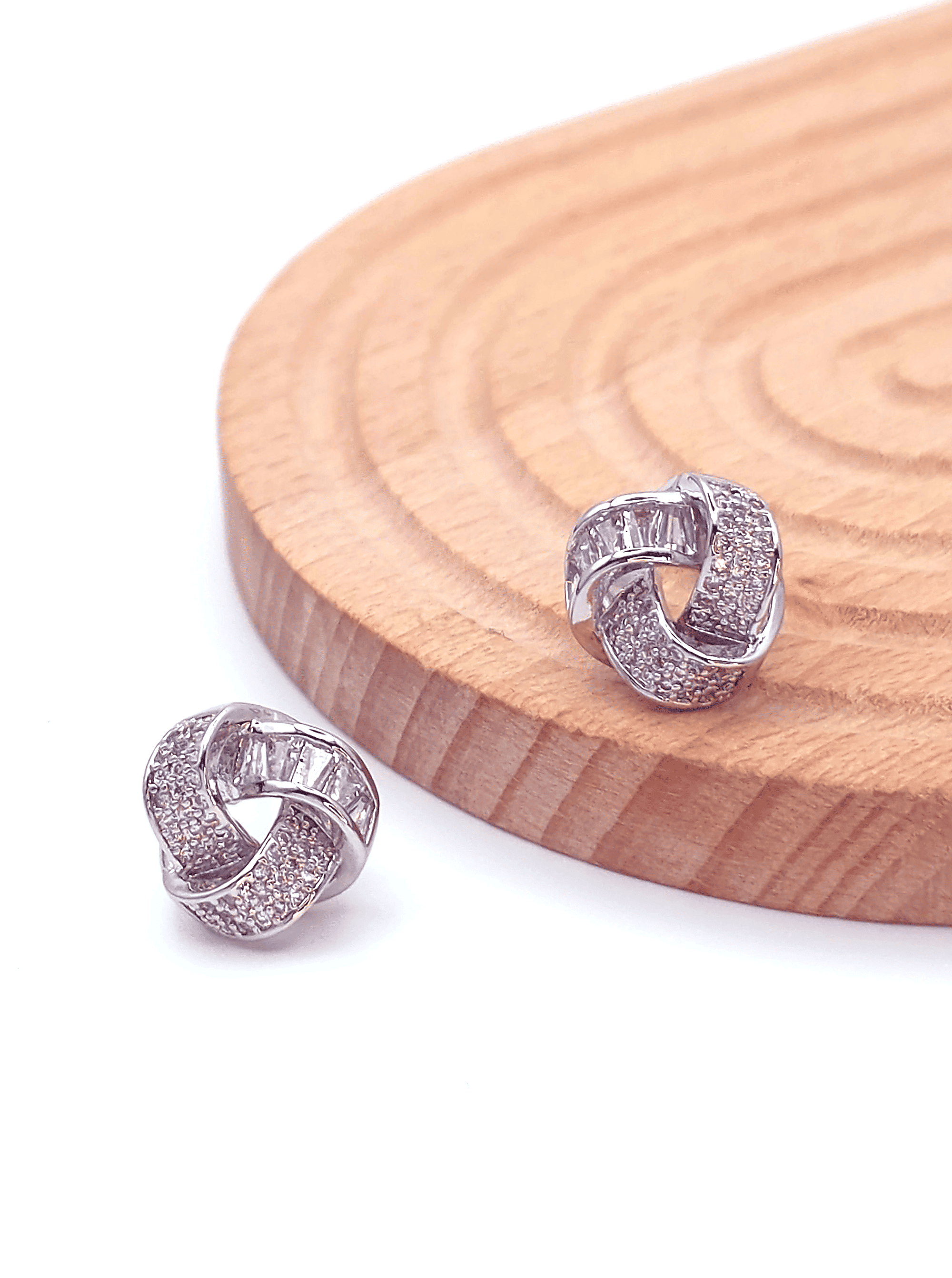 Sculpted Knot Pave Stud Earrings