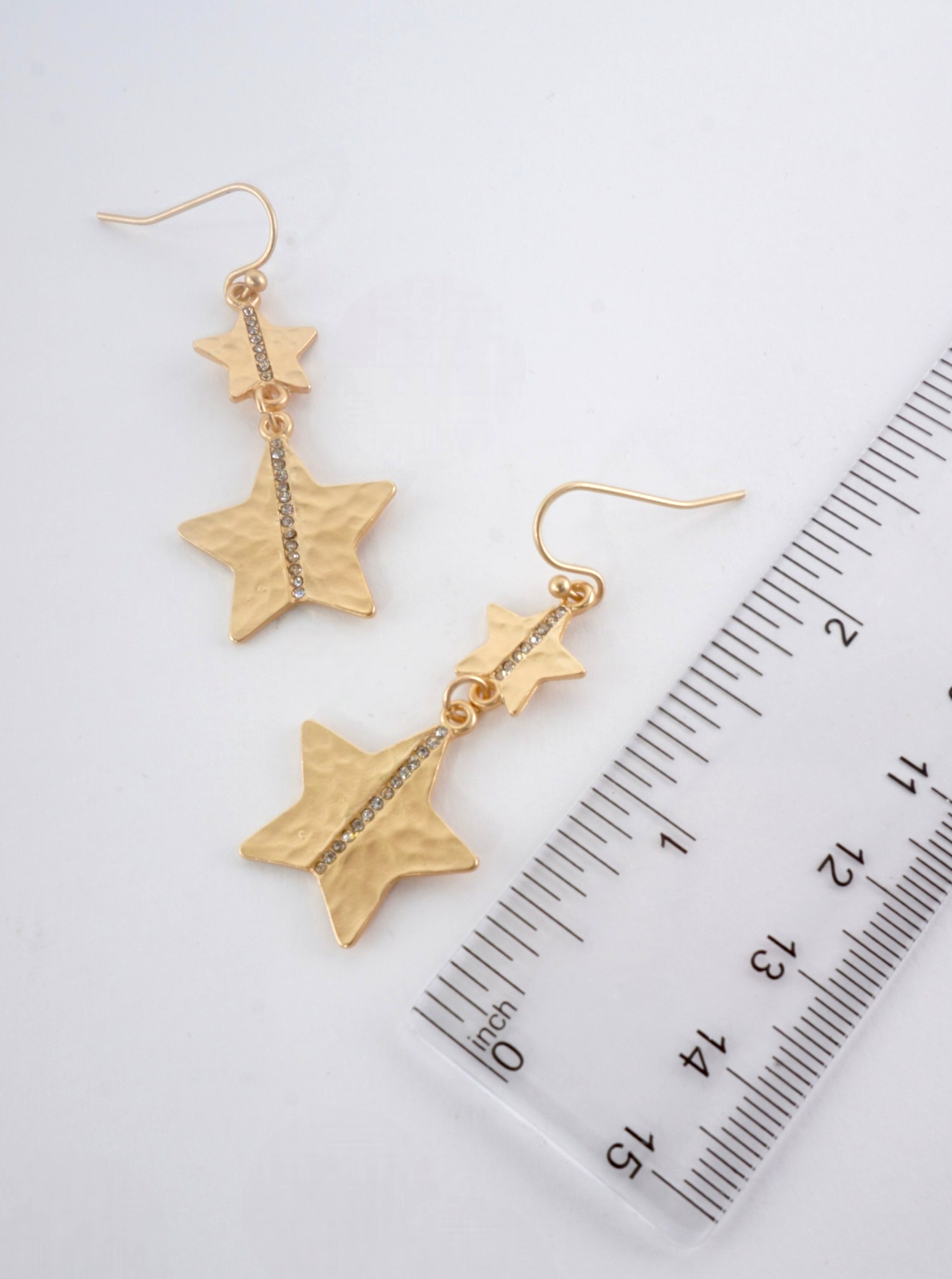 Hammered Star Crystal Drop Earrings MG
