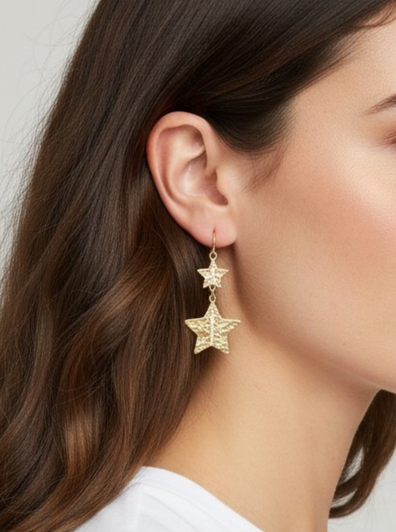 Hammered Star Crystal Drop Earrings MG