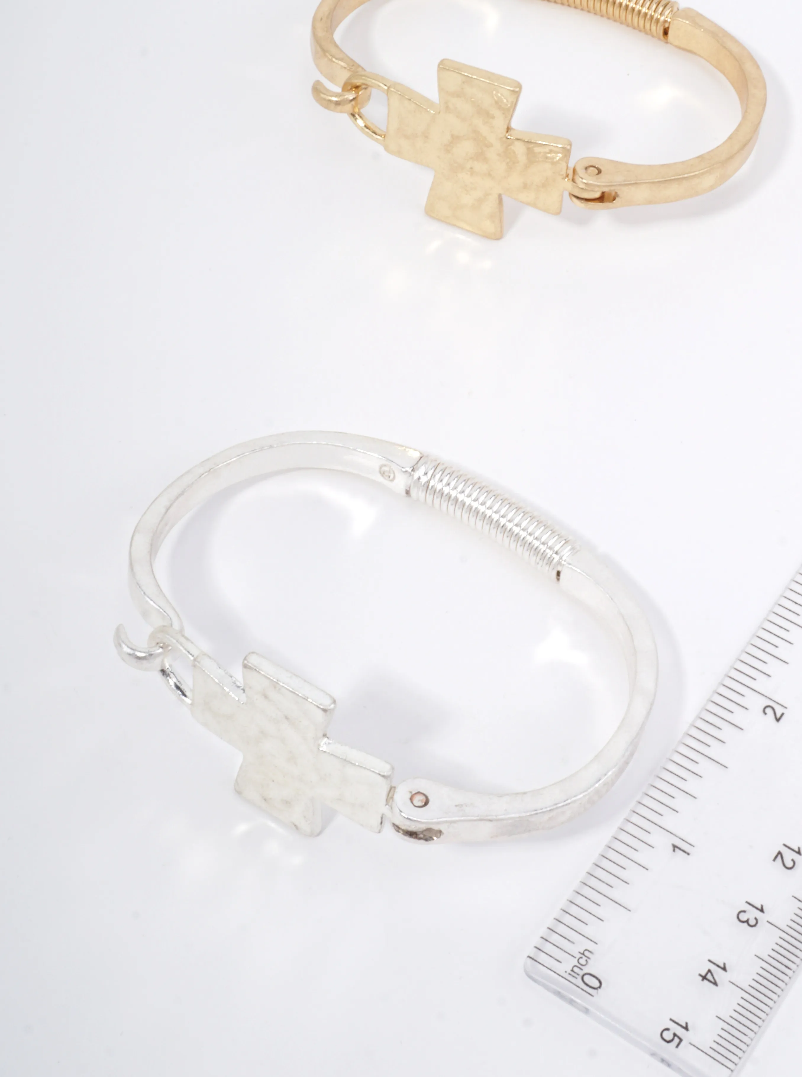 Solid Cross Hammered Bangle Cuff Bracelet WS