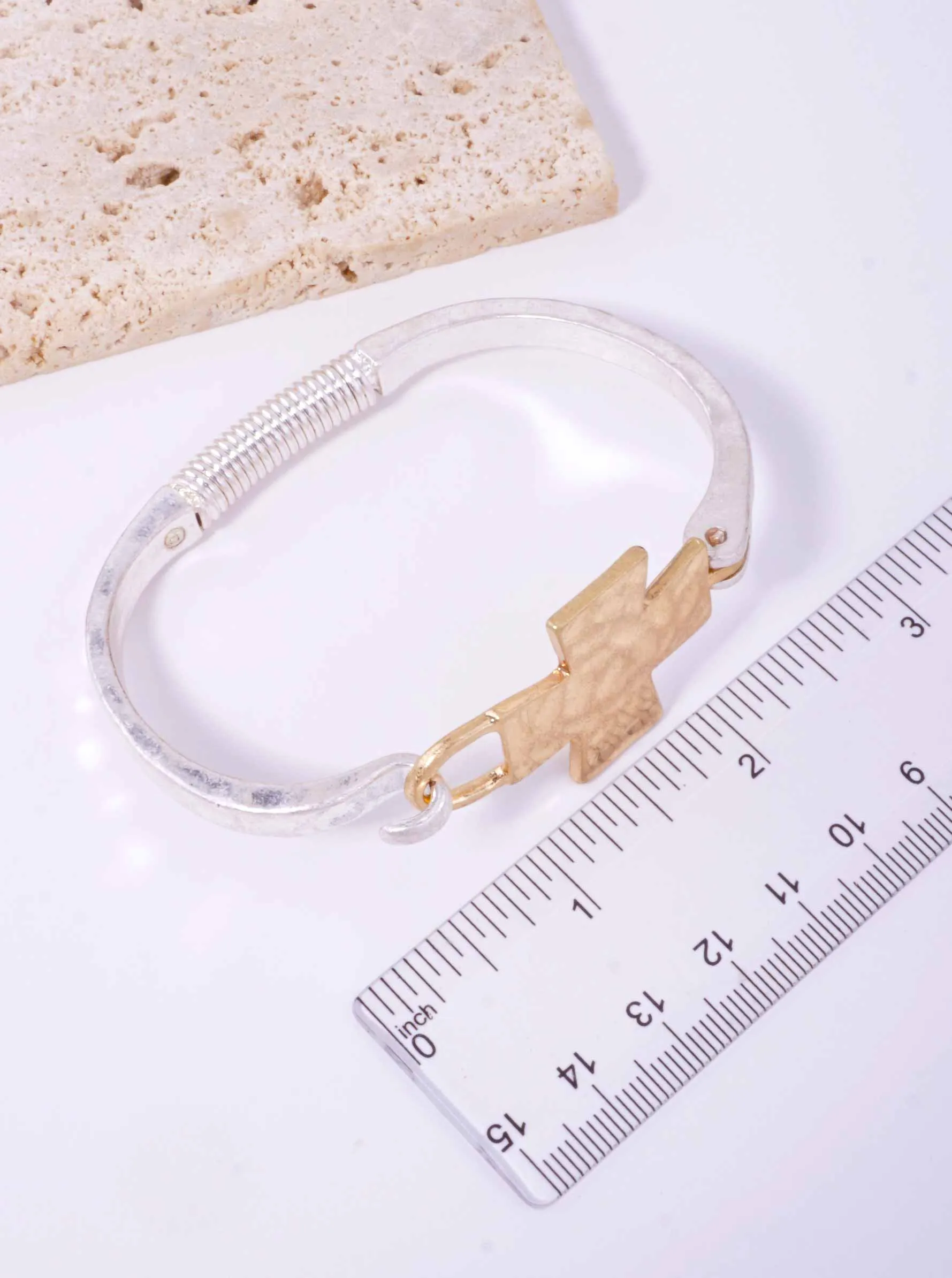 Solid Cross Hammered Bangle Cuff Bracelet WSWG