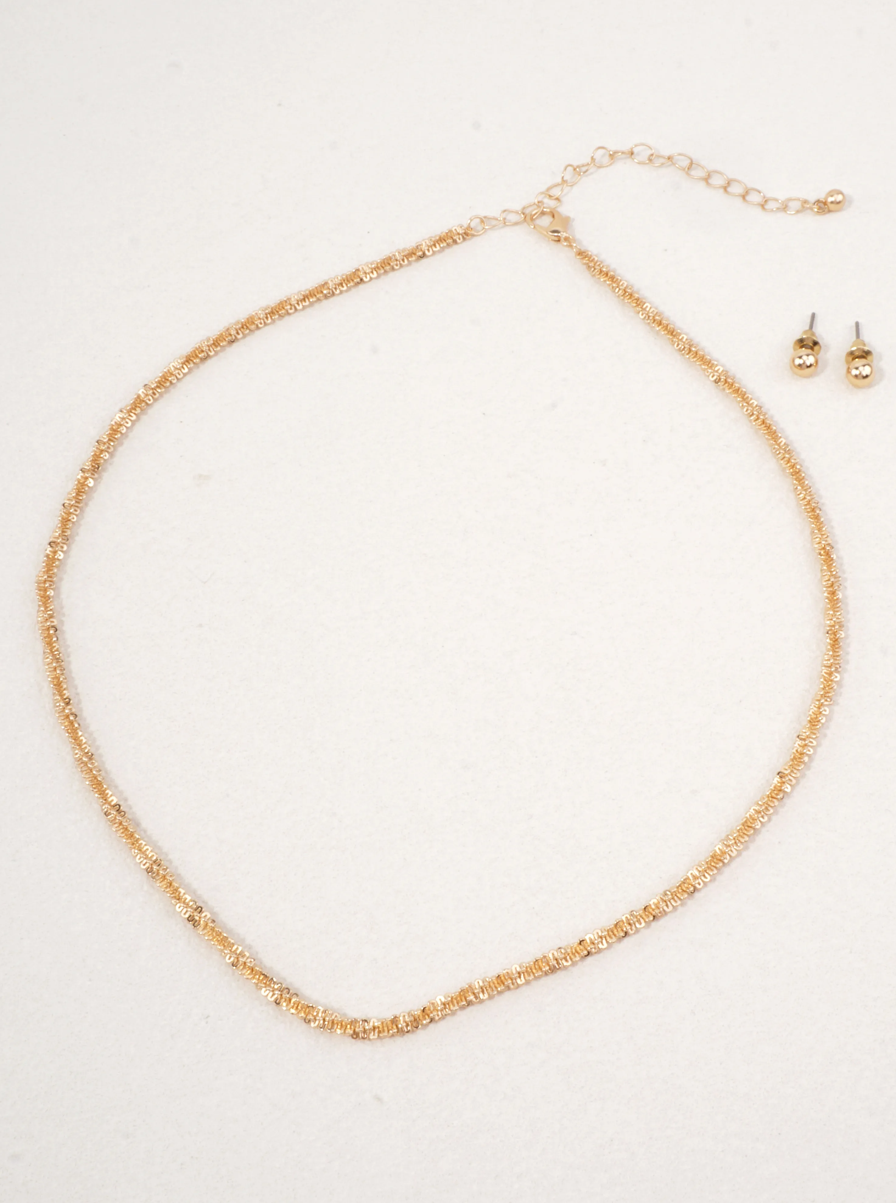 Twisted Gold Bead Necklace Set