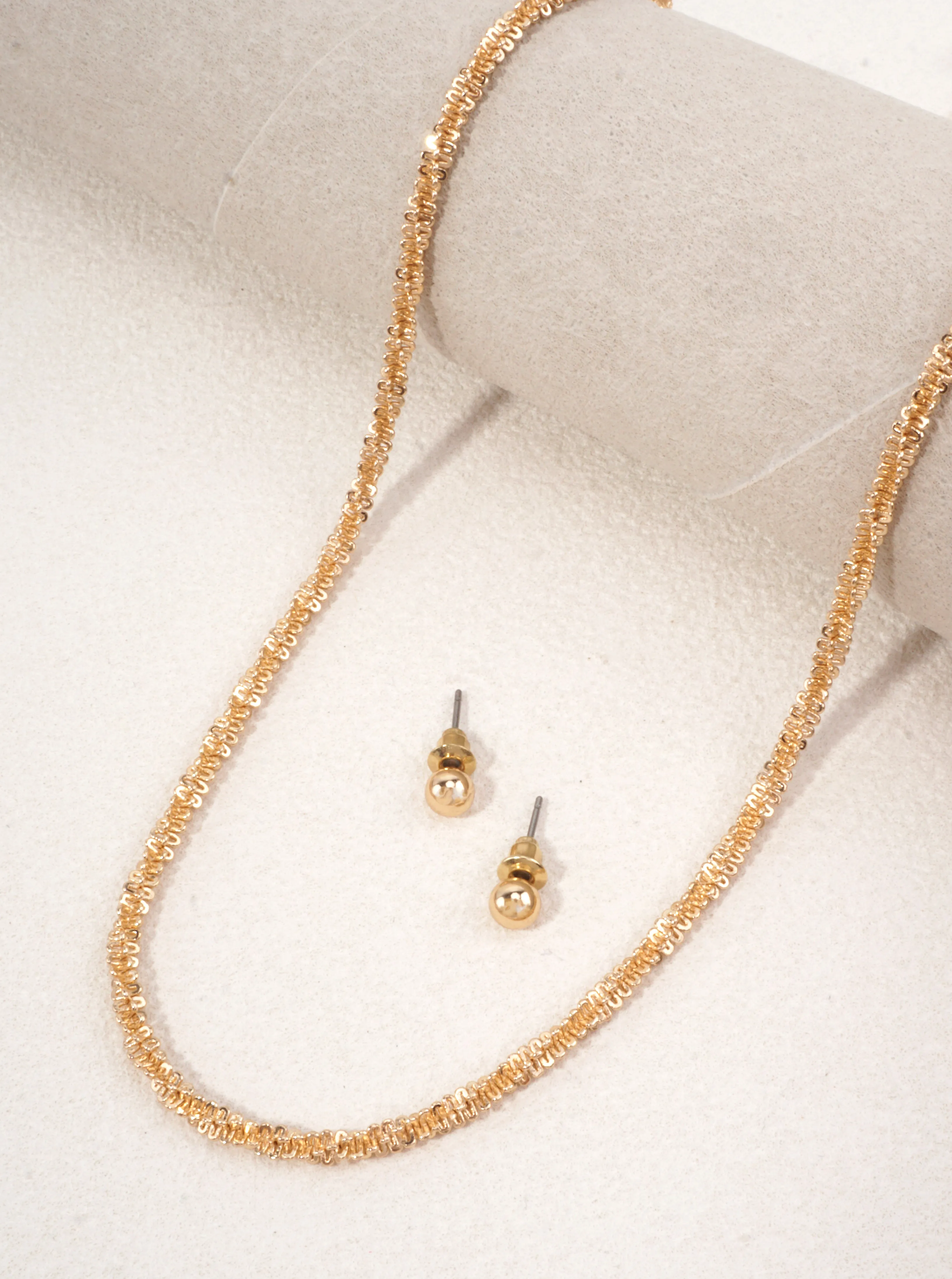 Twisted Gold Bead Necklace Set