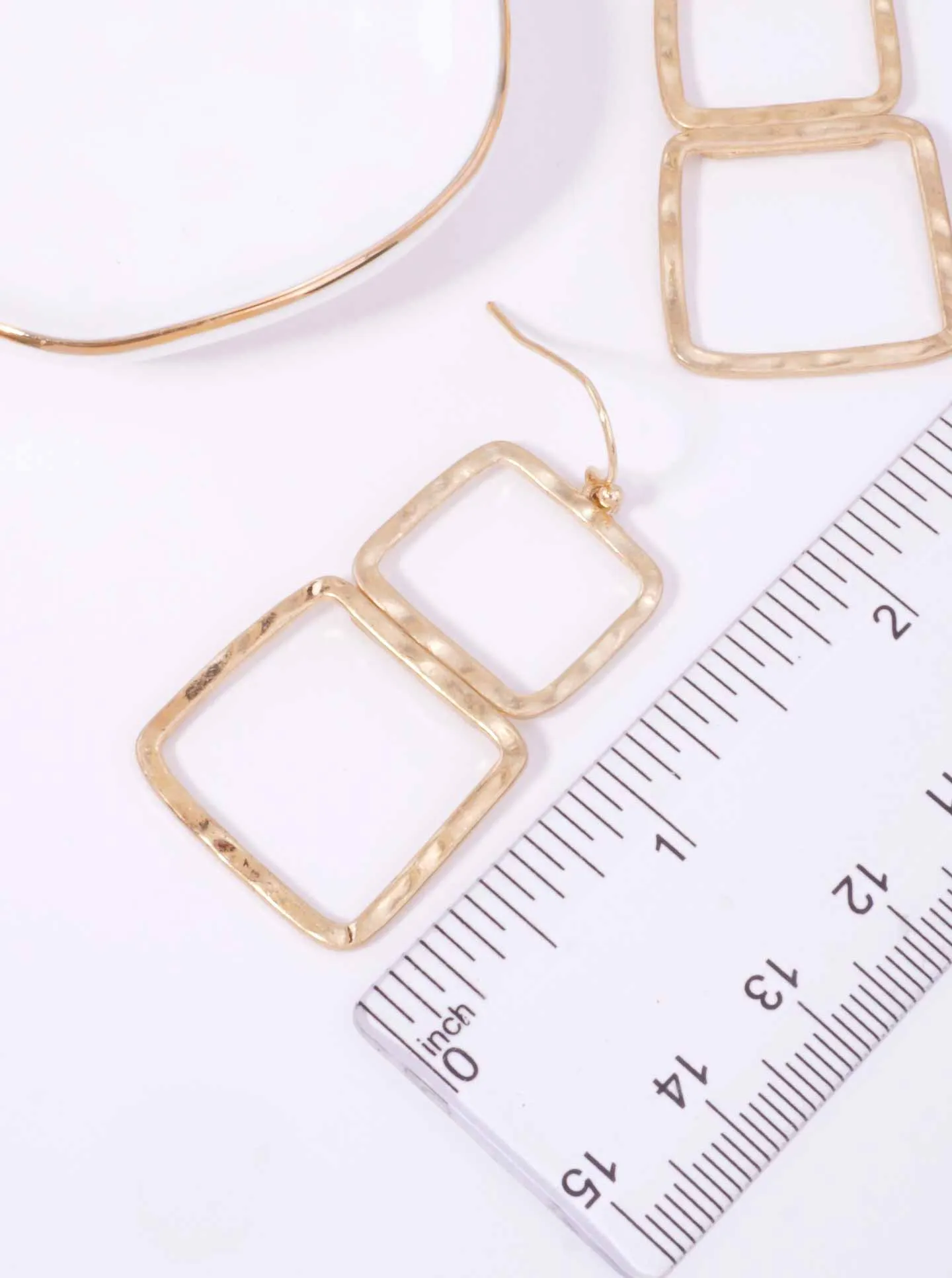 Two-Tone Geometric Square Dangle Earrings WG