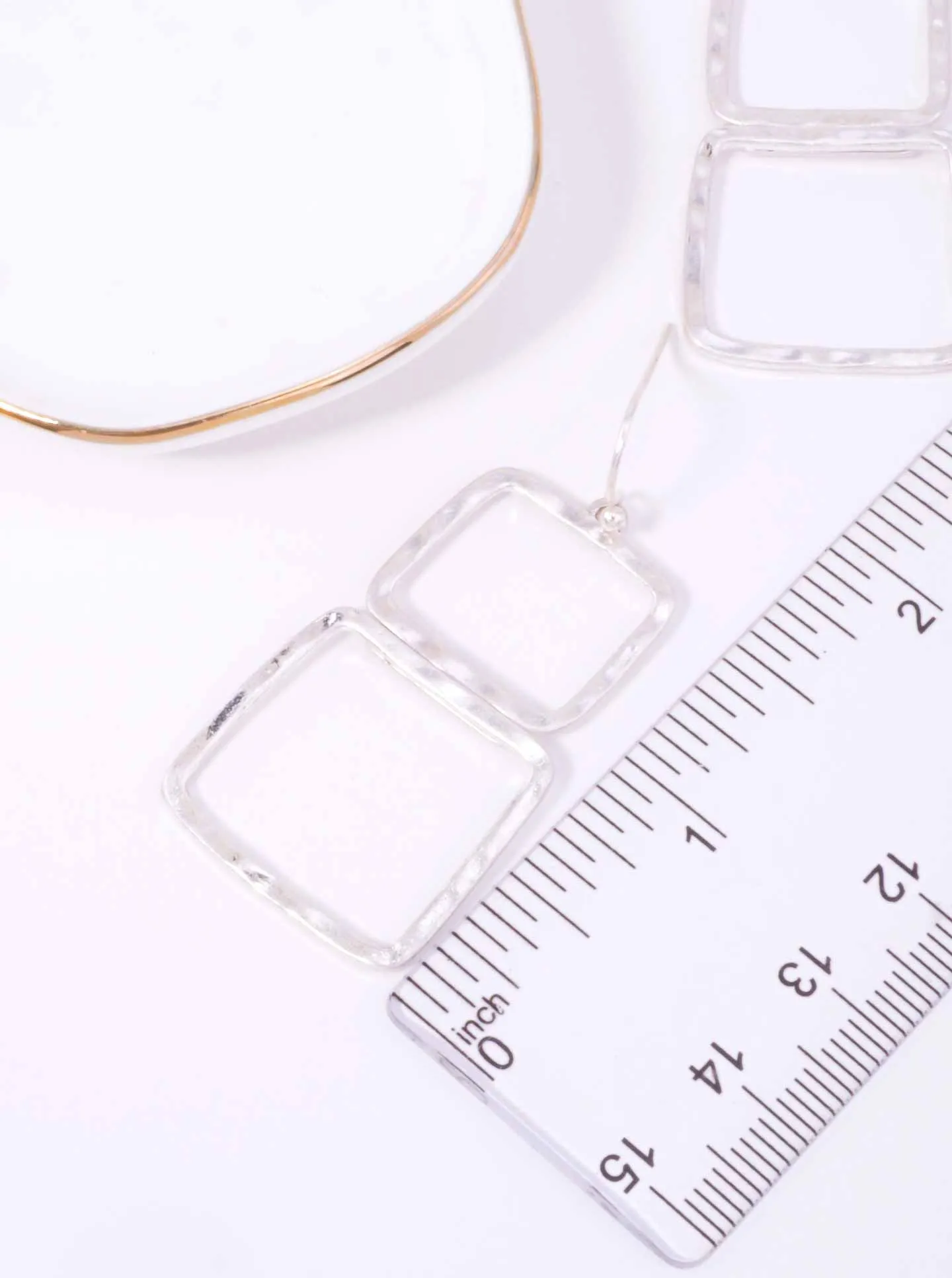Two-Tone Geometric Square Dangle Earrings WS
