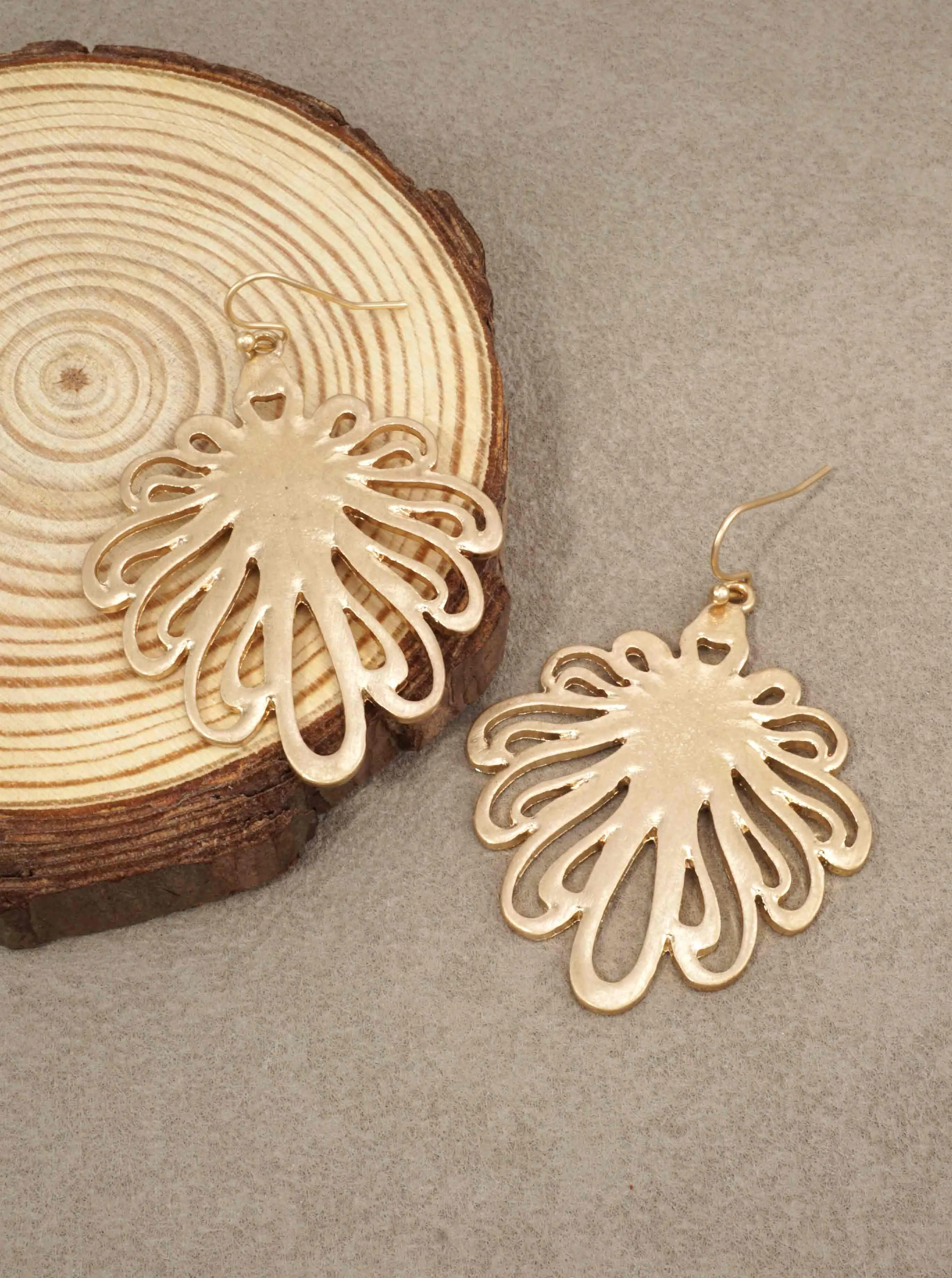 Floral Filigree Dangle Drop Earrings