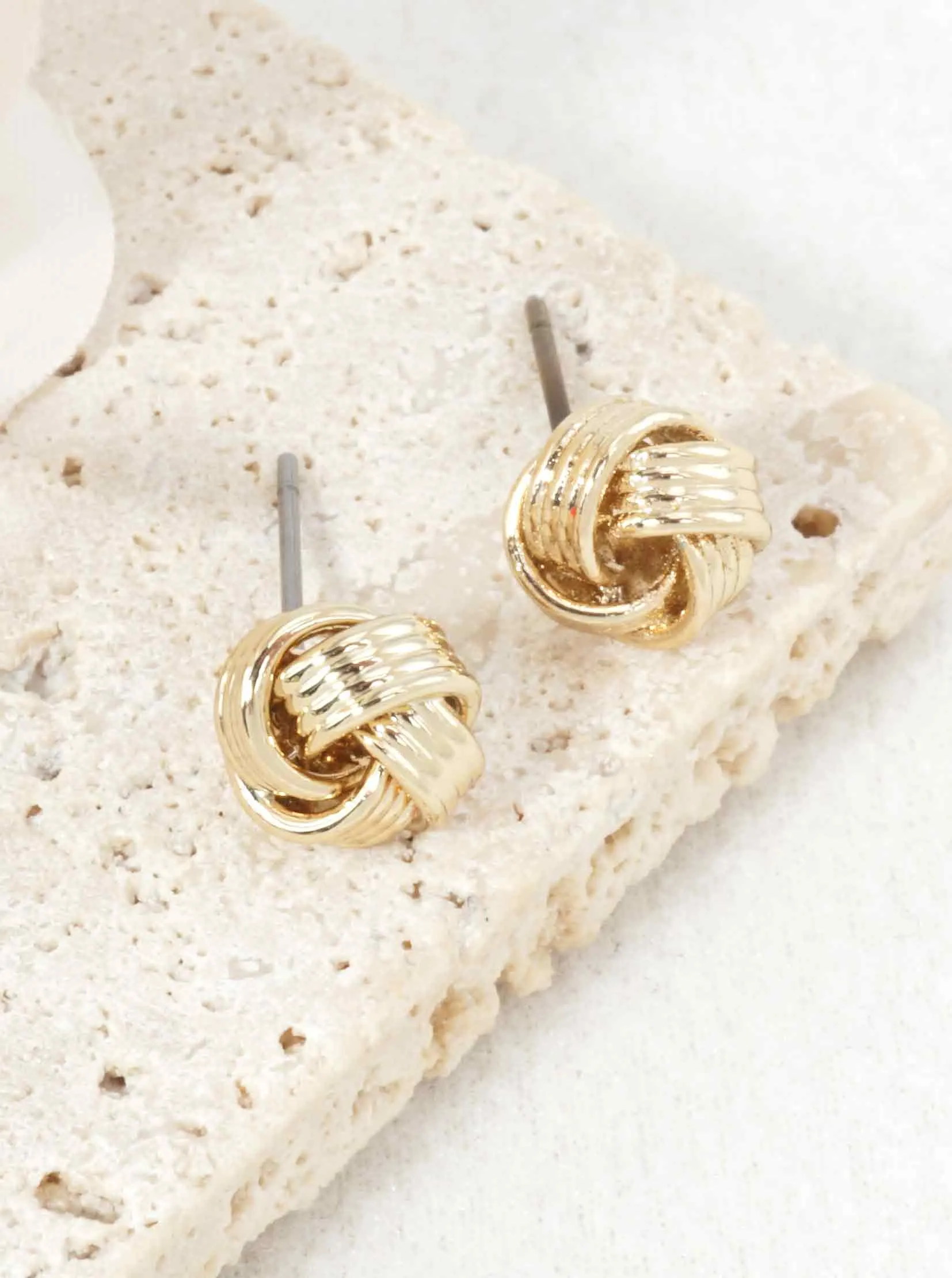Ribbed Knot Stud Earrings