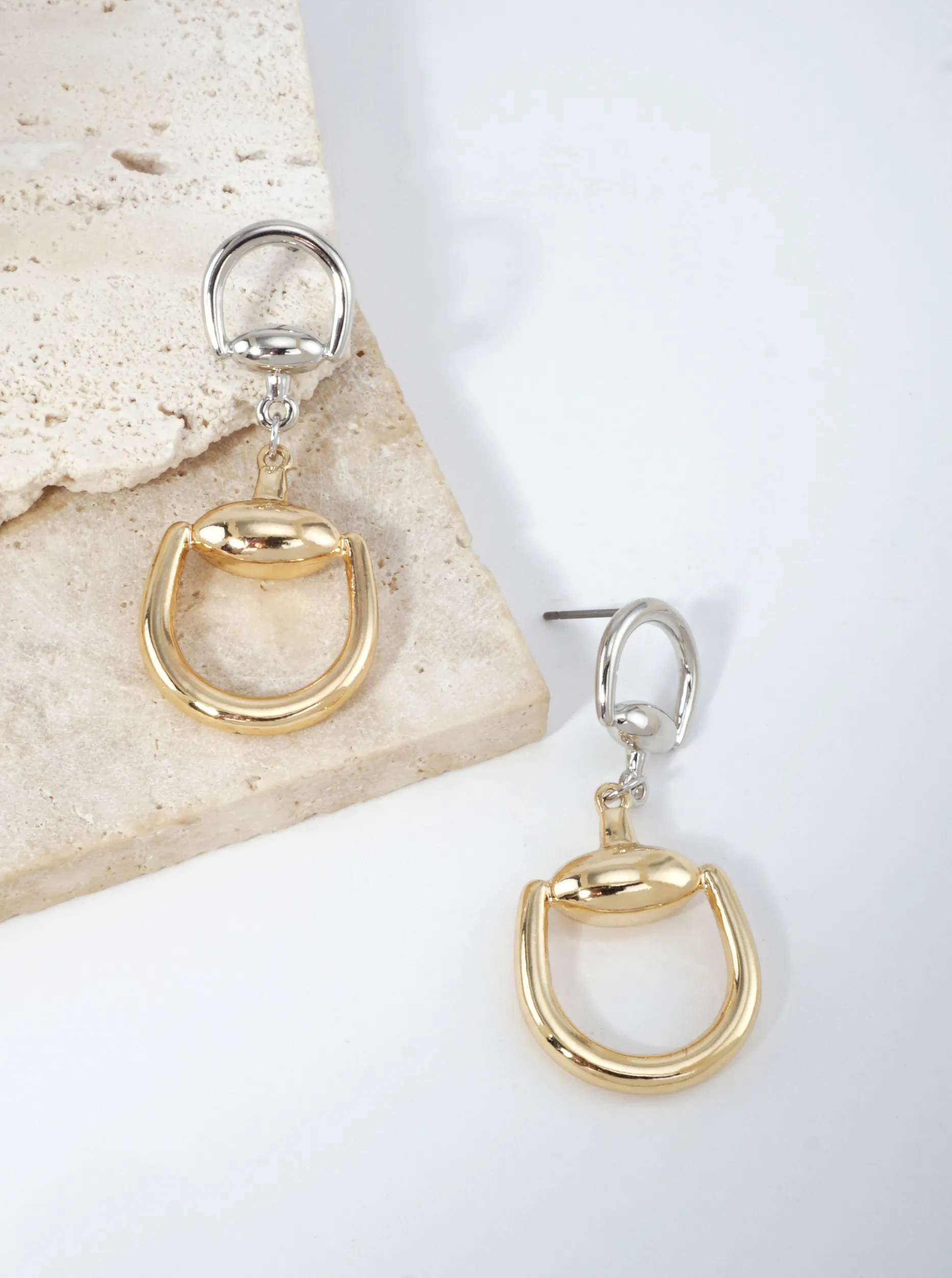 Horseshoe Shape Polished Dangle Drop Earrings