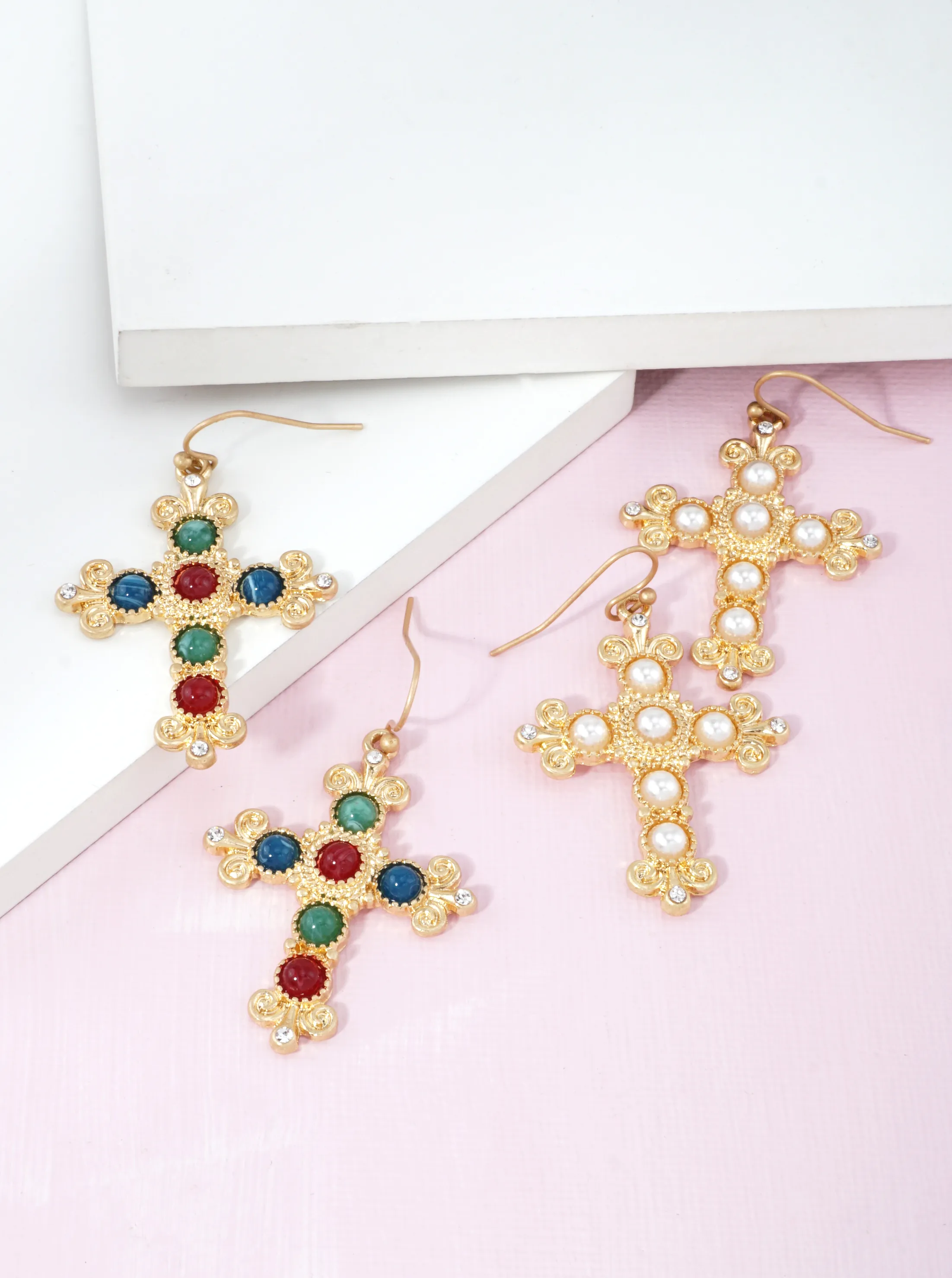 Pearl Religious Dangle Earrings