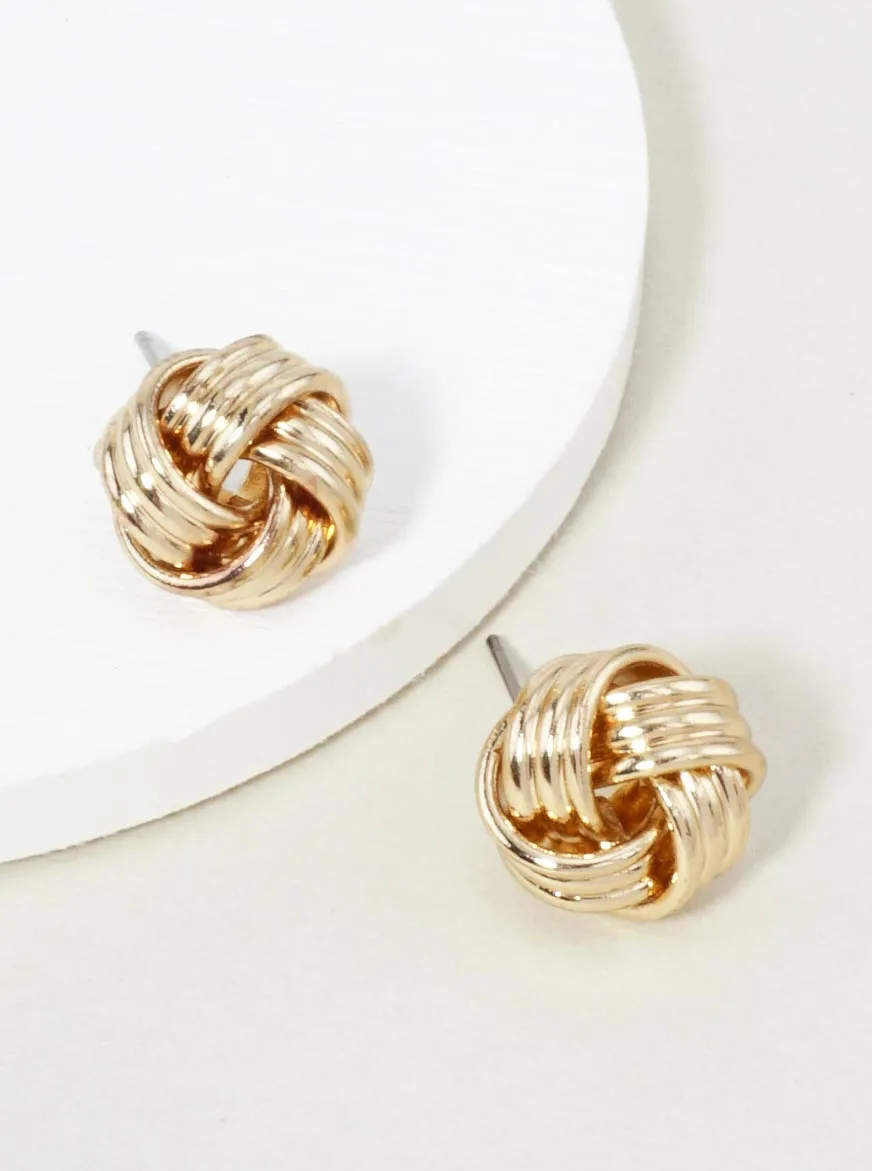 Ribbed Knot Stud Earrings