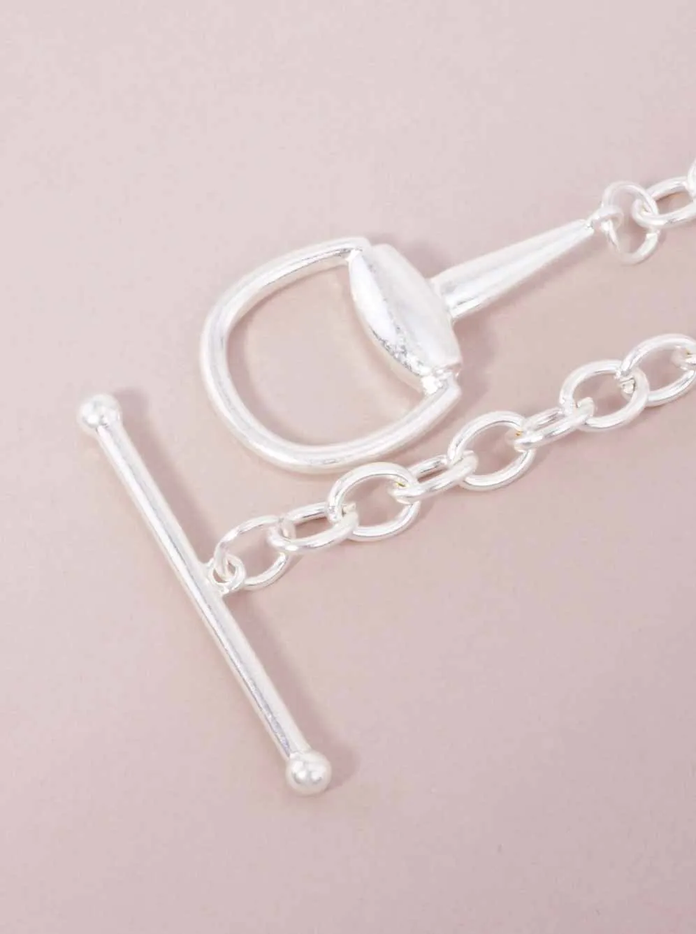 Chunky Horsebit Chain Toggle Clasp Bracelet