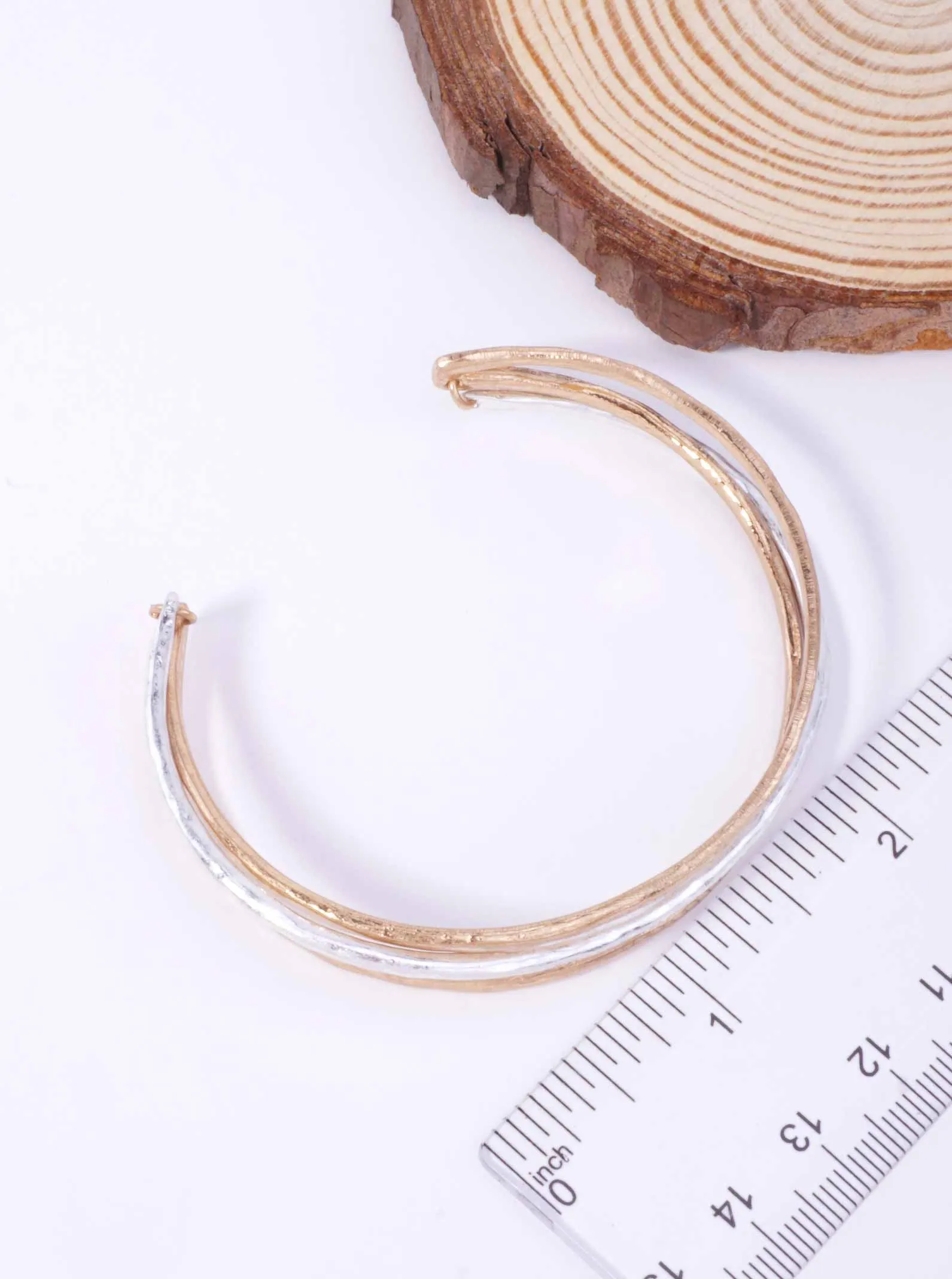 Two-Tone Hammered Zinc Alloy Cuff Bracelet  WGWS