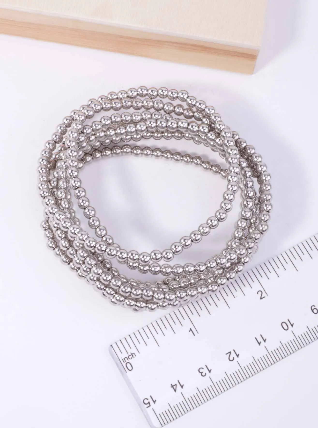 8PC-Set Round Beaded Stretch Stack Bracelet RH