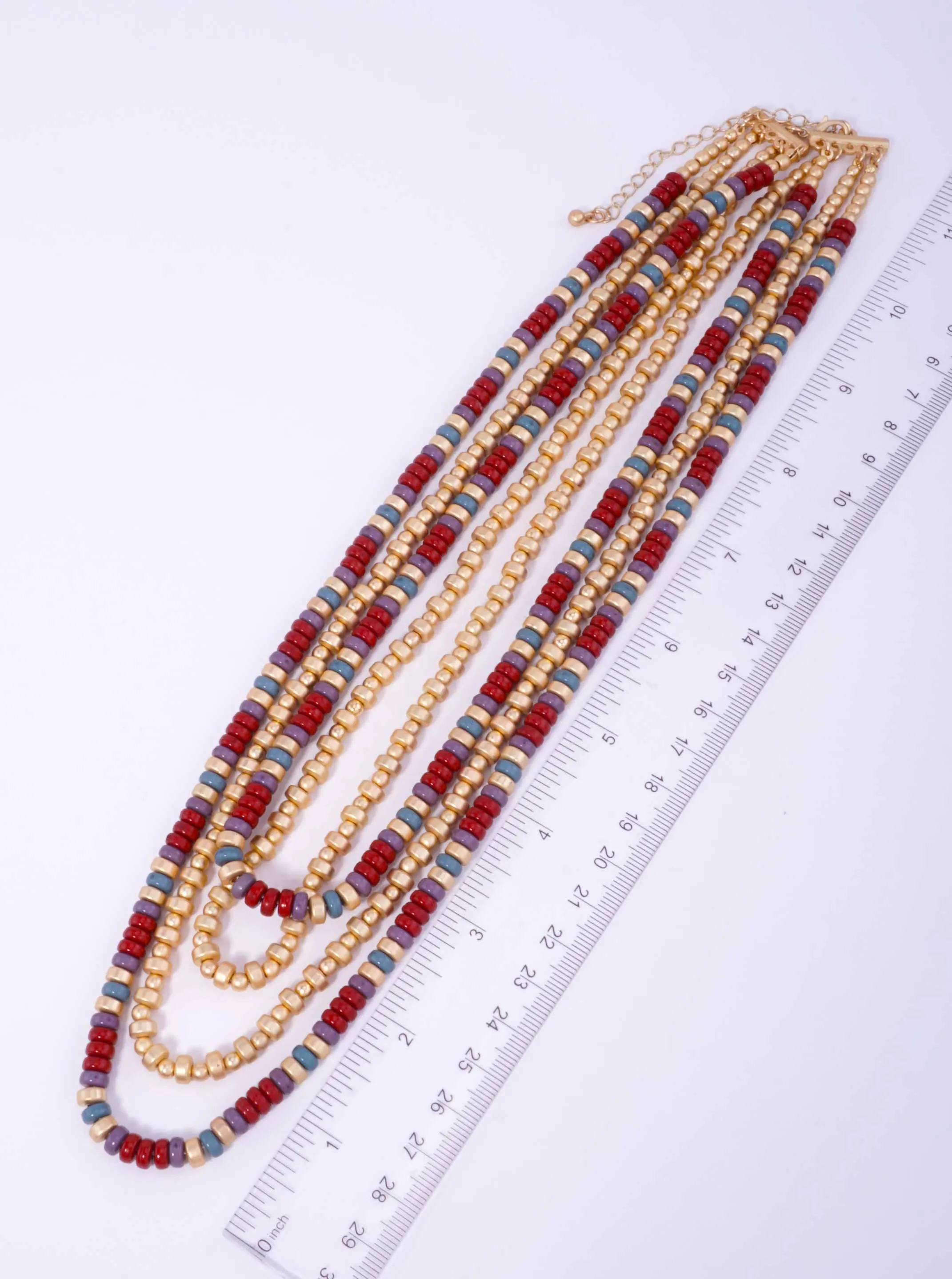 Layered Matte Beaded Acrylic Statement Necklace MGBR
