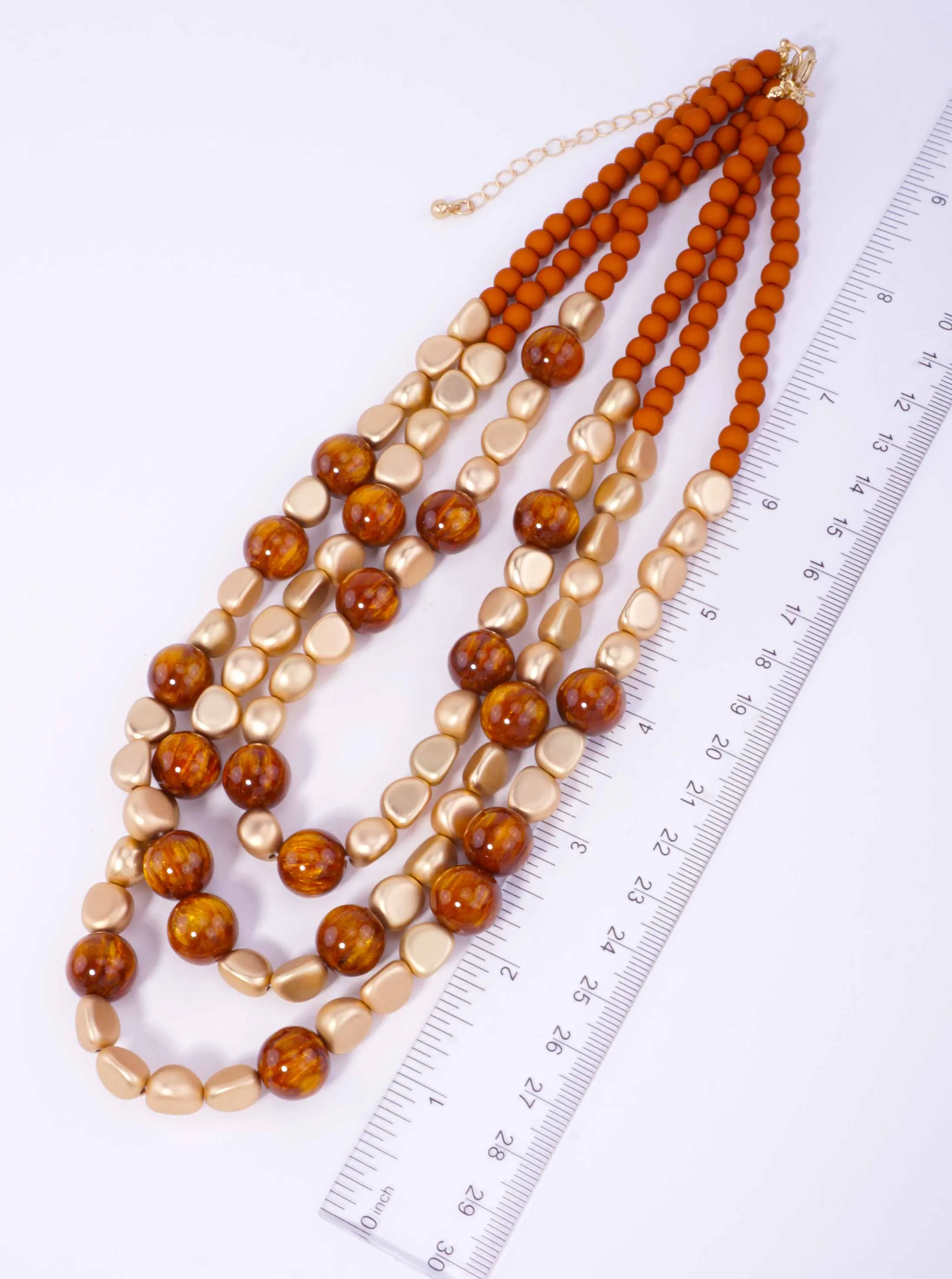Marbled Resin & Metallic Beaded Statement Necklace GD