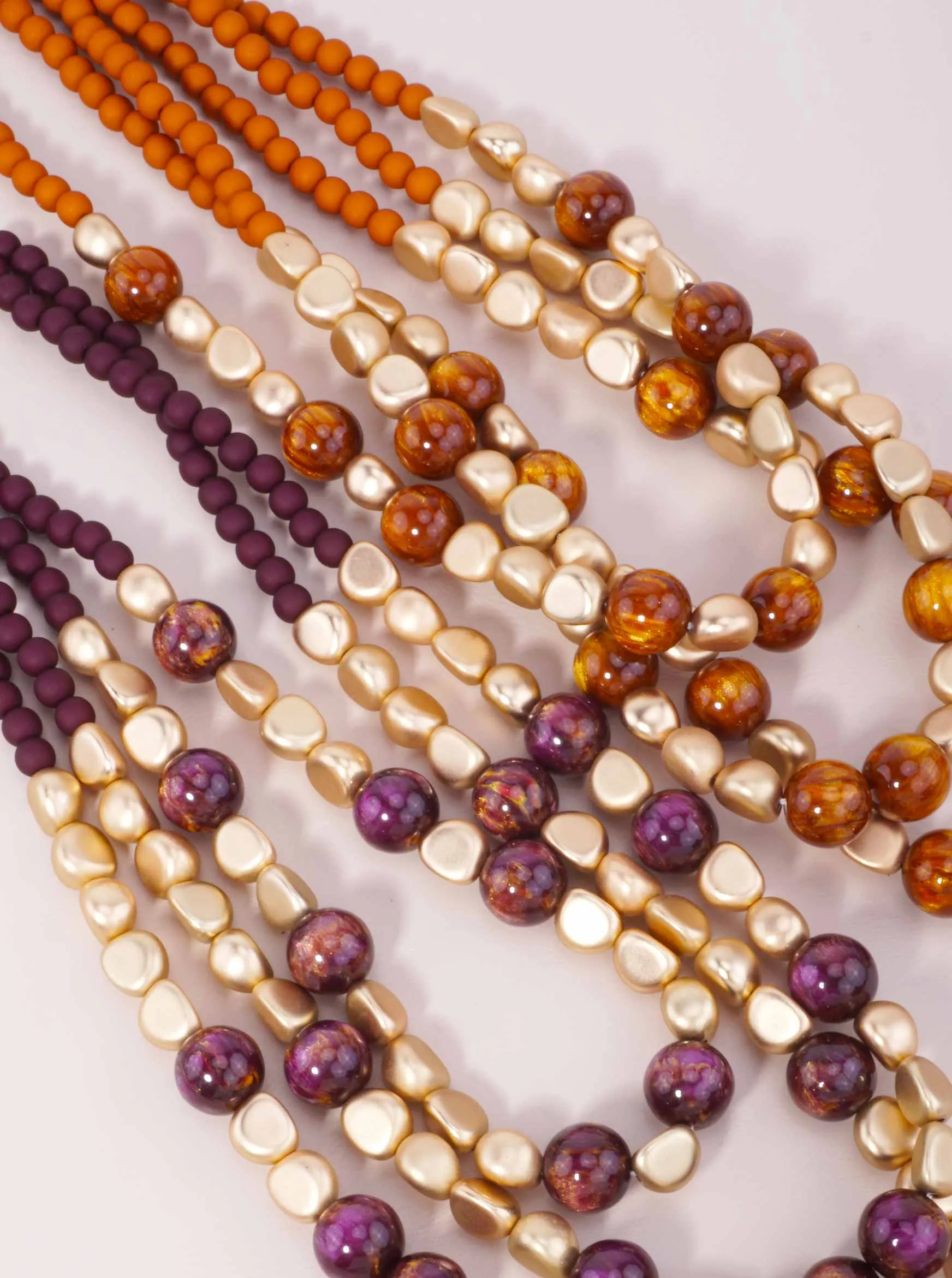 Marbled Resin & Metallic Beaded Statement Necklace GD