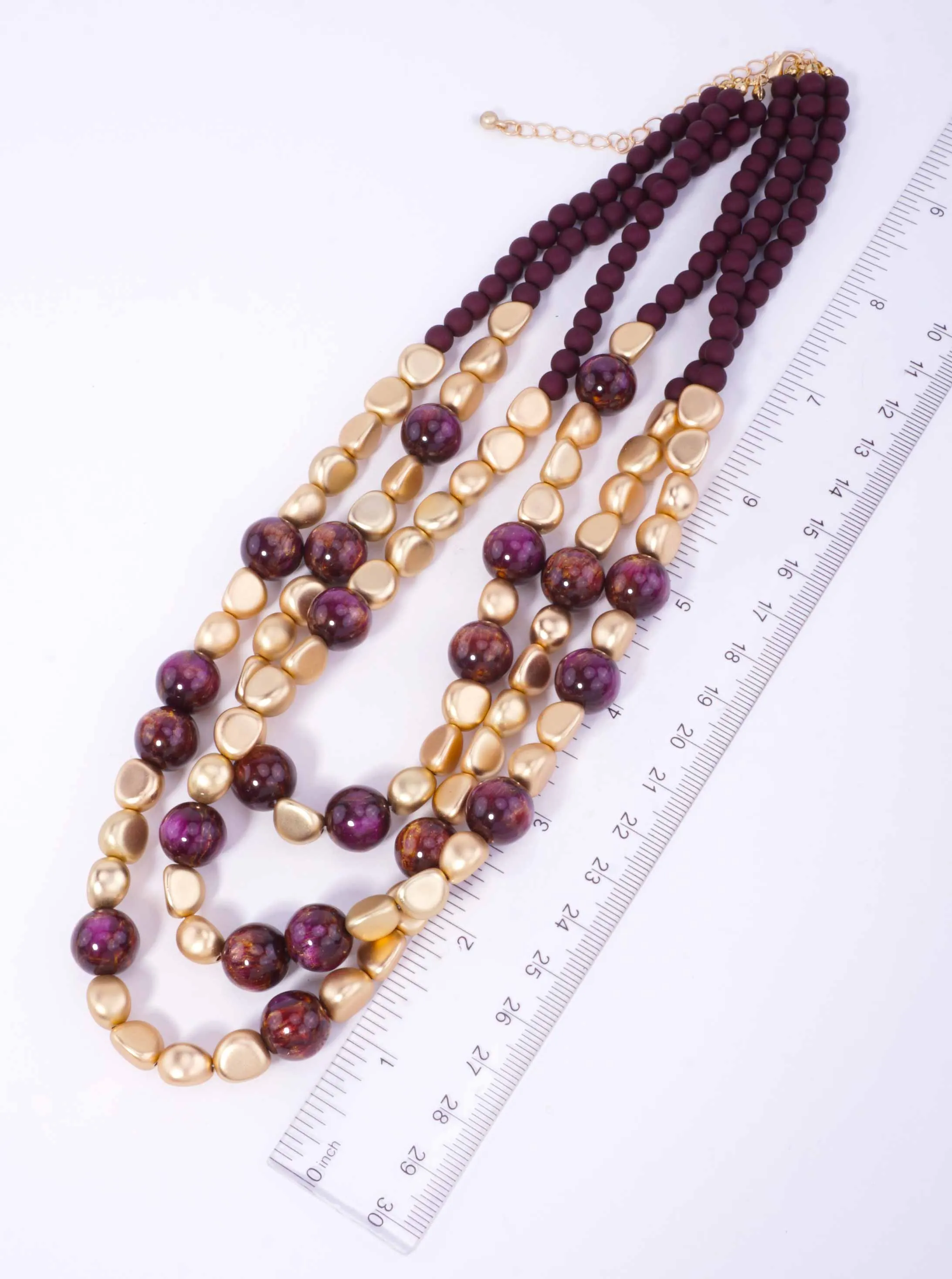Marbled Resin & Metallic Beaded Statement Necklace PP