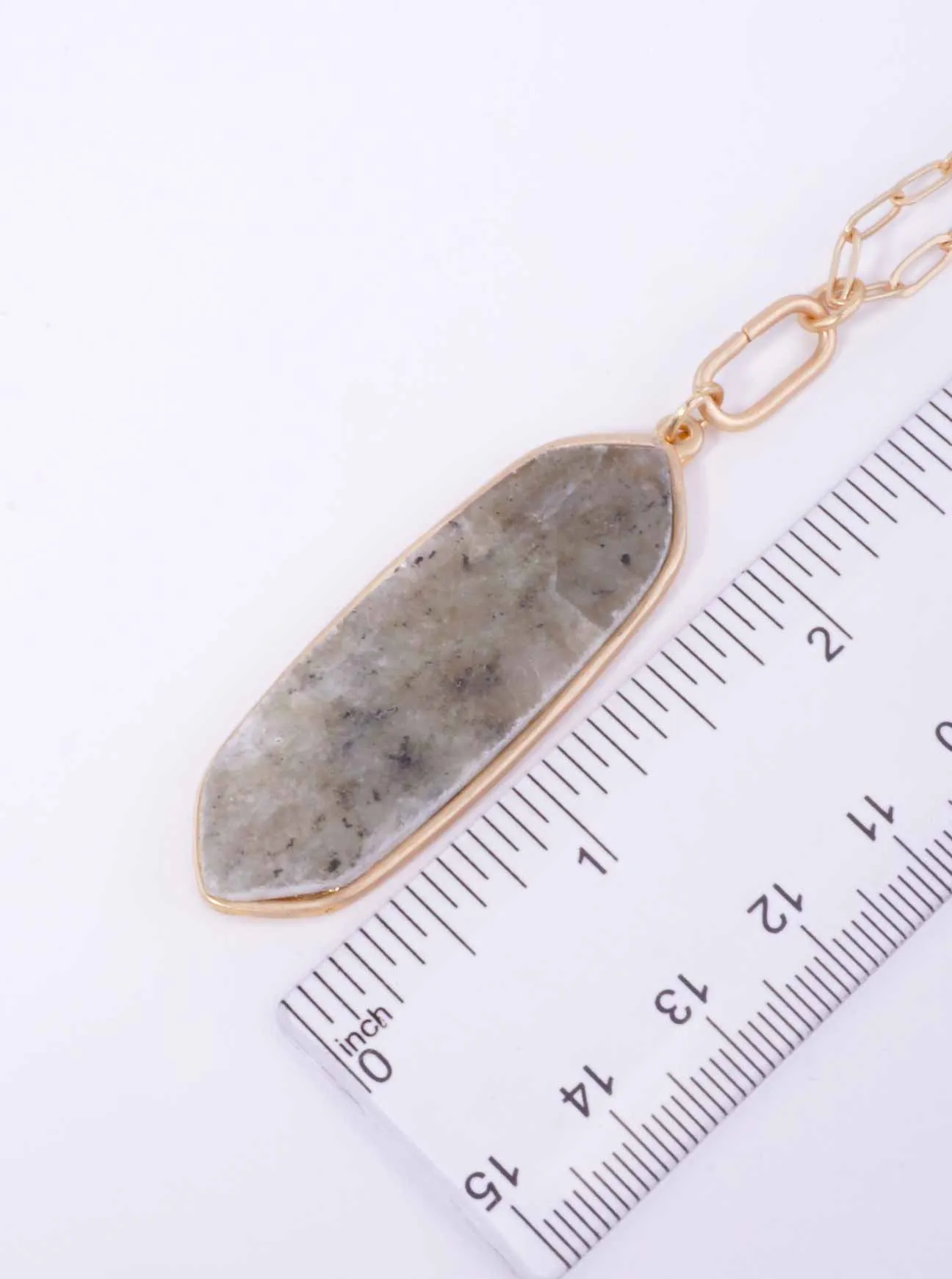 Marquise Stone Paper Clip Pendant Necklace MGGY