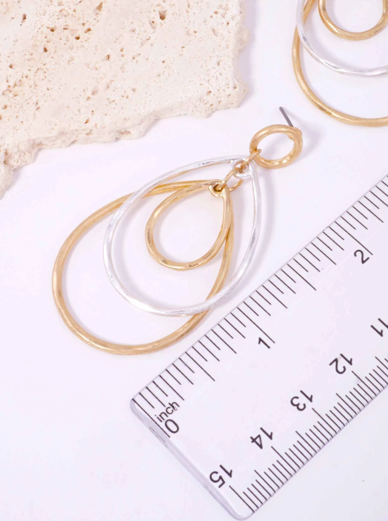 Matte Triple Layered Teardrop Post Back Earrings WGWS