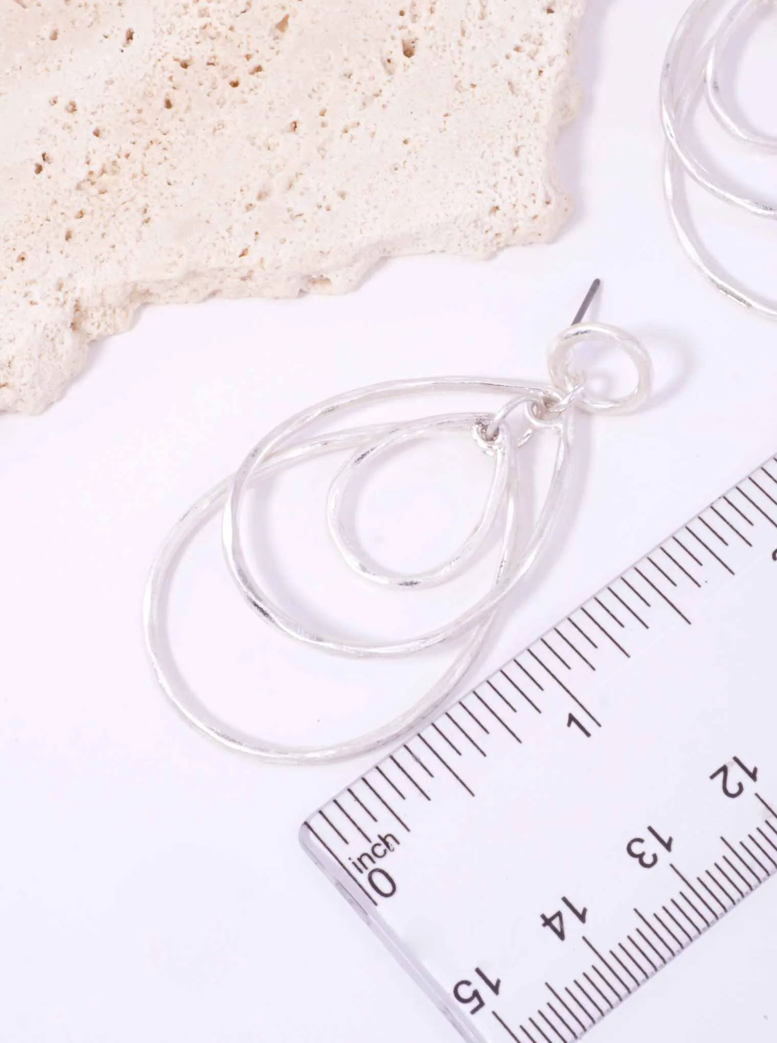 Matte Triple Layered Teardrop Post Back Earrings WS