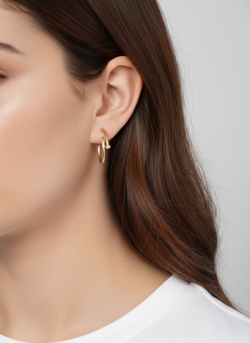 25mm Matte Nail Hoop Post Back Earrings WG
