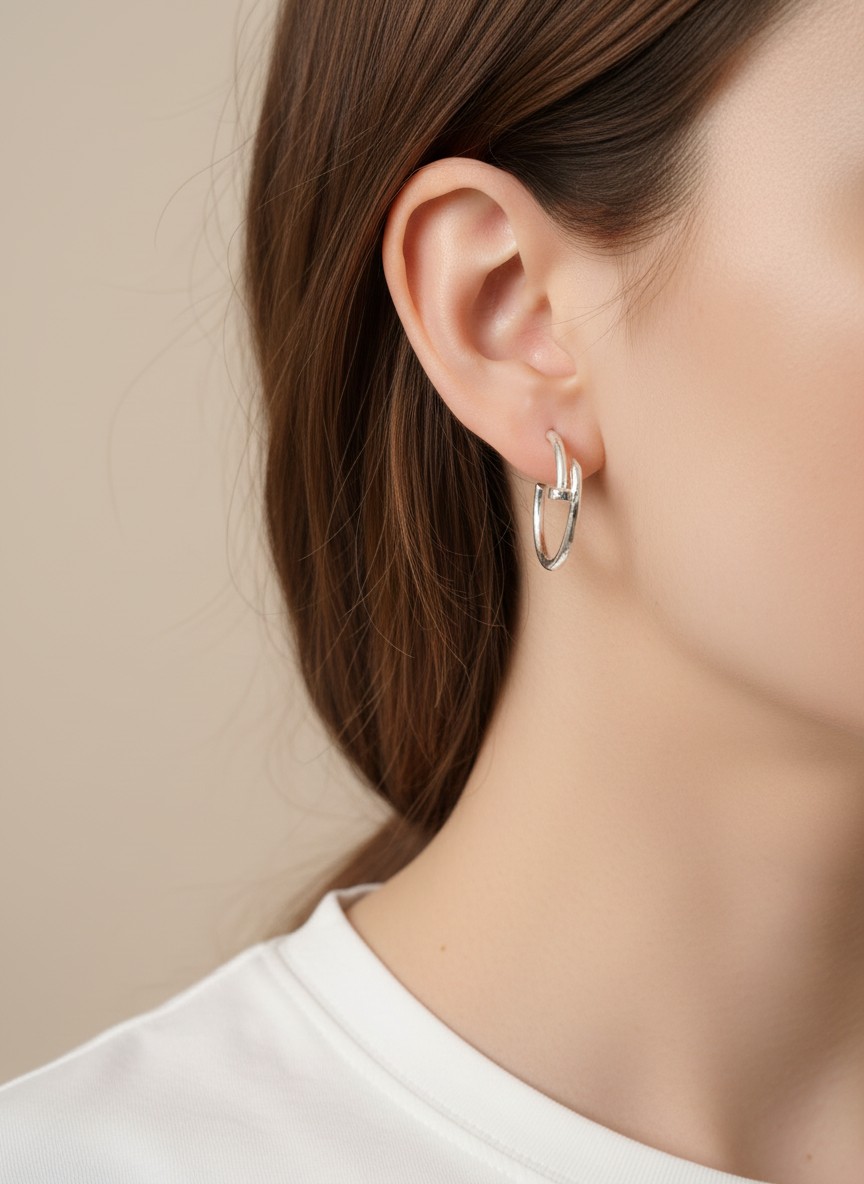 25mm Matte Nail Hoop Post Back Earrings WS