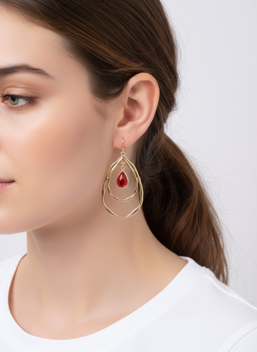 Layered Faceted Glass Teardrop Dangle Earrings WGSI